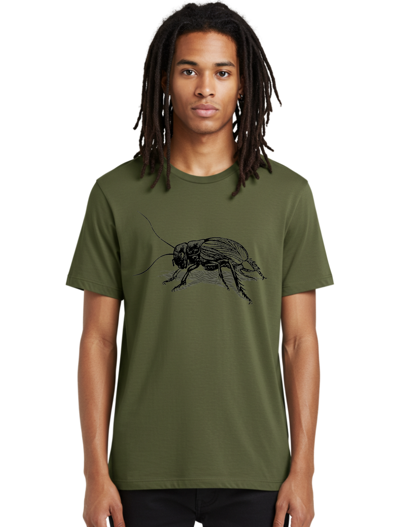 Cricket-2 Men'S Graphic Tee, 100% Cotton, Comfortable Casual Summer Wear, Machine Washable, Cricket Insect, Black Illustration, Detailed Drawing, Insect Anatomy, Entomology Art, Wildlife Illustration, Insect Wings, Long Antennae Aab525 16