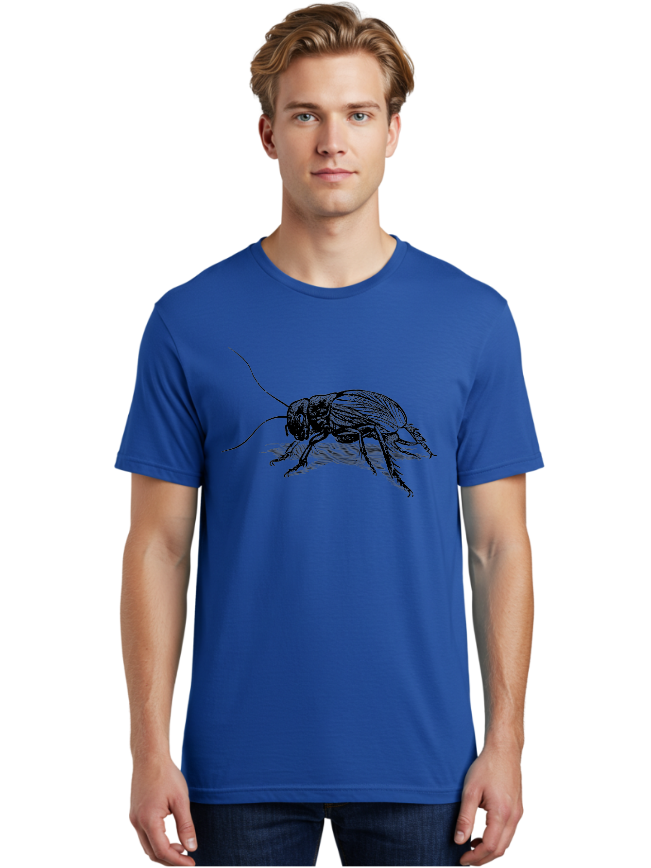 Cricket-2 Men'S Graphic Tee, 100% Cotton, Comfortable Casual Summer Wear, Machine Washable, Cricket Insect, Black Illustration, Detailed Drawing, Insect Anatomy, Entomology Art, Wildlife Illustration, Insect Wings, Long Antennae Aab525 26