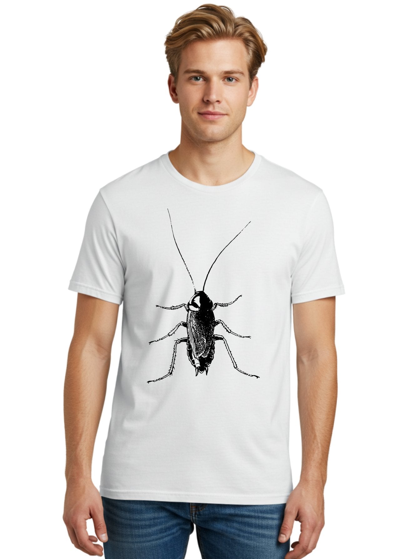 Cricket Men'S Graphic Tee, 100% Cotton, Comfortable Casual Summer Wear, Machine Washable, Black Cricket Illustration, Insect Art, Detailed Drawing, Entomology, Bug Graphics, Vector Image, Insect Silhouette Aab526 26