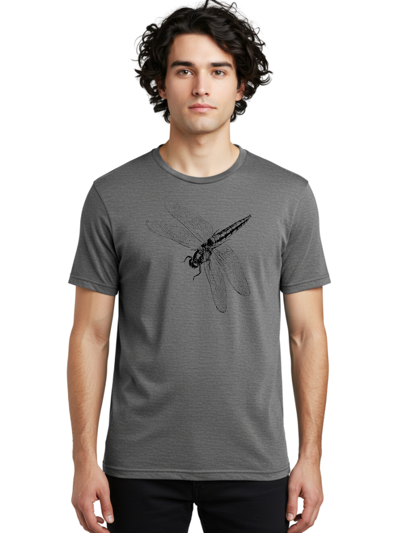 Dragonfly-1 Men'S Graphic Tee, 100% Cotton, Comfortable Casual Summer Wear, Machine Washable, Dragonfly Wings, Insect Art, Detailed Illustration, Black And Green, Wingspan, Dragonfly Species, Insect Anatomy, Delicate Patterns Aab528 26