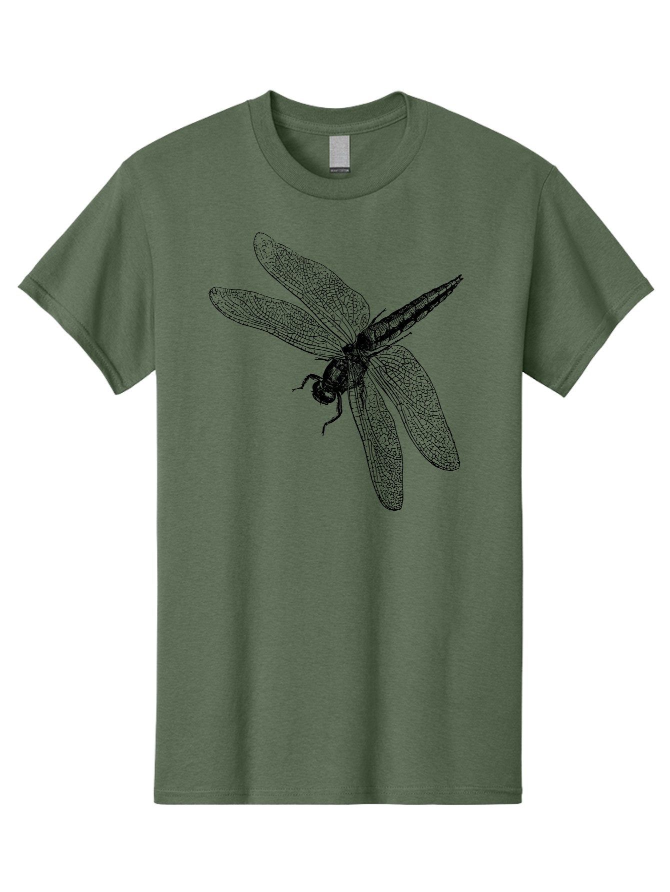 Dragonfly-1 Men'S Graphic Tee, 100% Cotton, Comfortable Casual Summer Wear, Machine Washable, Dragonfly Wings, Insect Art, Detailed Illustration, Black And Green, Wingspan, Dragonfly Species, Insect Anatomy, Delicate Patterns Aab528