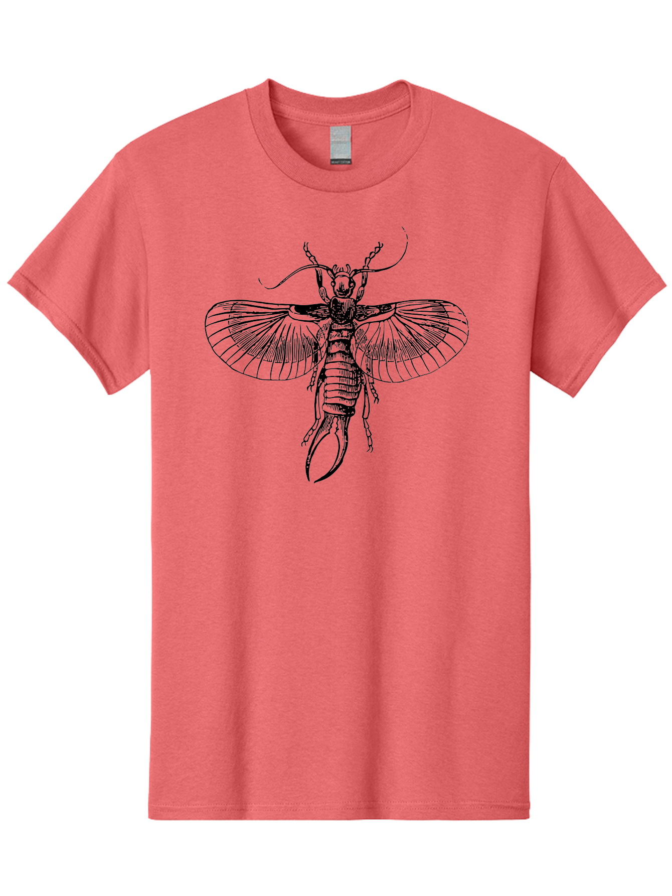 Earwig Men'S Graphic Tee, 100% Cotton, Comfortable Casual Summer Wear, Machine Washable, Detailed Illustration, Earwig Insect, Black And Green, Entomology Art, Insect Anatomy, Detailed Wings, Pincers, Entomological Illustration, Bug Art Aab530 5
