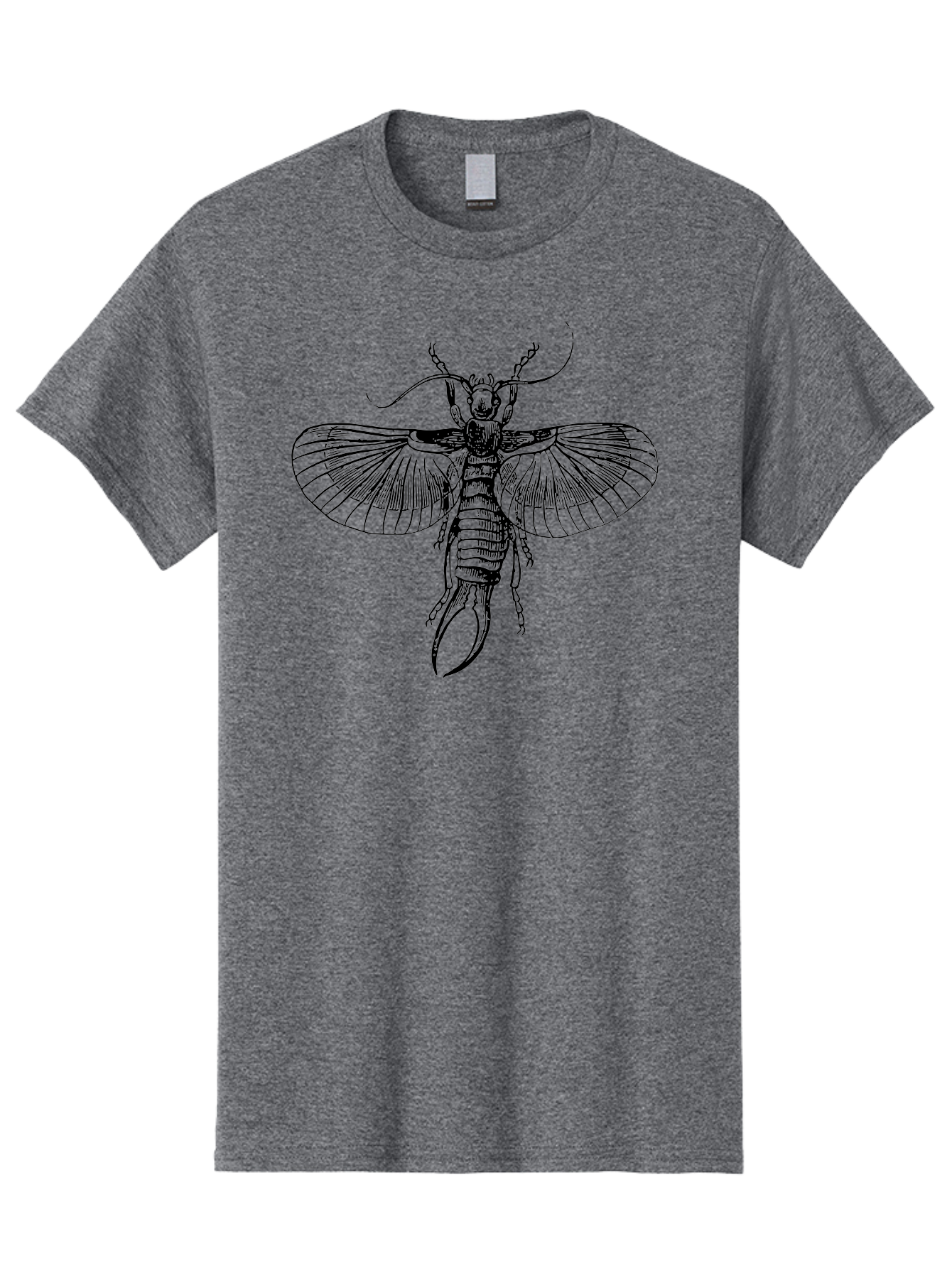 Earwig Men'S Graphic Tee, 100% Cotton, Comfortable Casual Summer Wear, Machine Washable, Detailed Illustration, Earwig Insect, Black And Green, Entomology Art, Insect Anatomy, Detailed Wings, Pincers, Entomological Illustration, Bug Art Aab530 9
