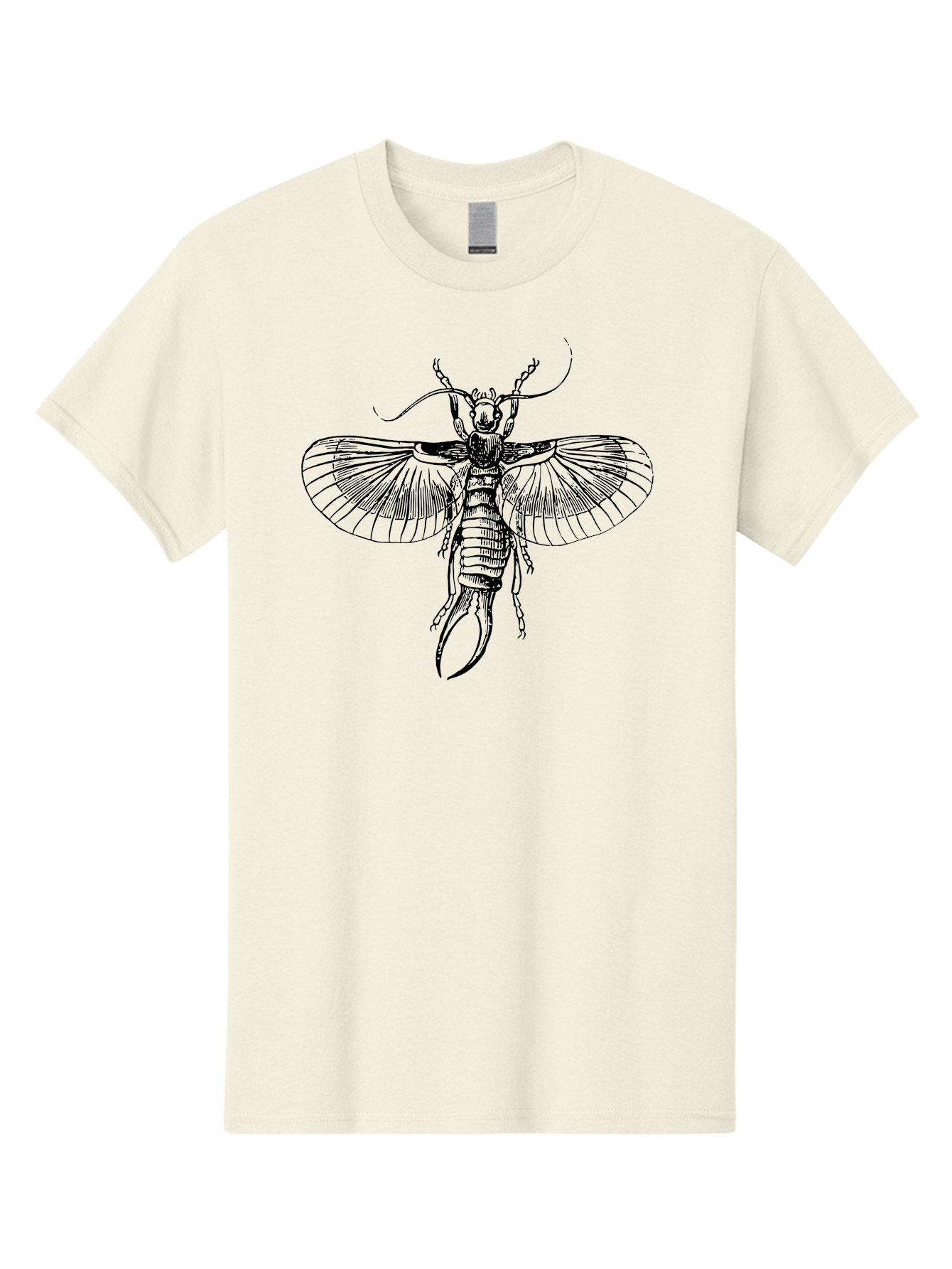 Earwig Men'S Graphic Tee, 100% Cotton, Comfortable Casual Summer Wear, Machine Washable, Detailed Illustration, Earwig Insect, Black And Green, Entomology Art, Insect Anatomy, Detailed Wings, Pincers, Entomological Illustration, Bug Art Aab530 17