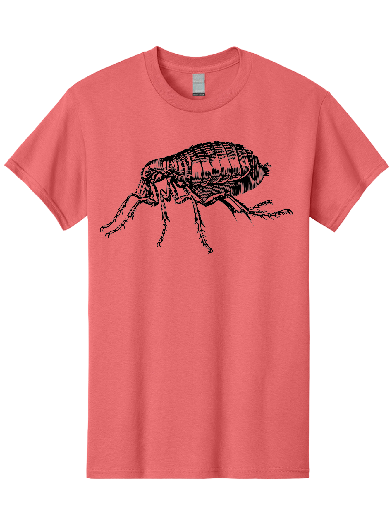 Flea Men'S Graphic Tee, 100% Cotton, Comfortable Casual Summer Wear, Machine Washable, Flea, Insect, Parasite, Pest Control, Pet Care, Biting Insect, Black And White Illustration, Detailed Drawing, Six Legs Aab531 5