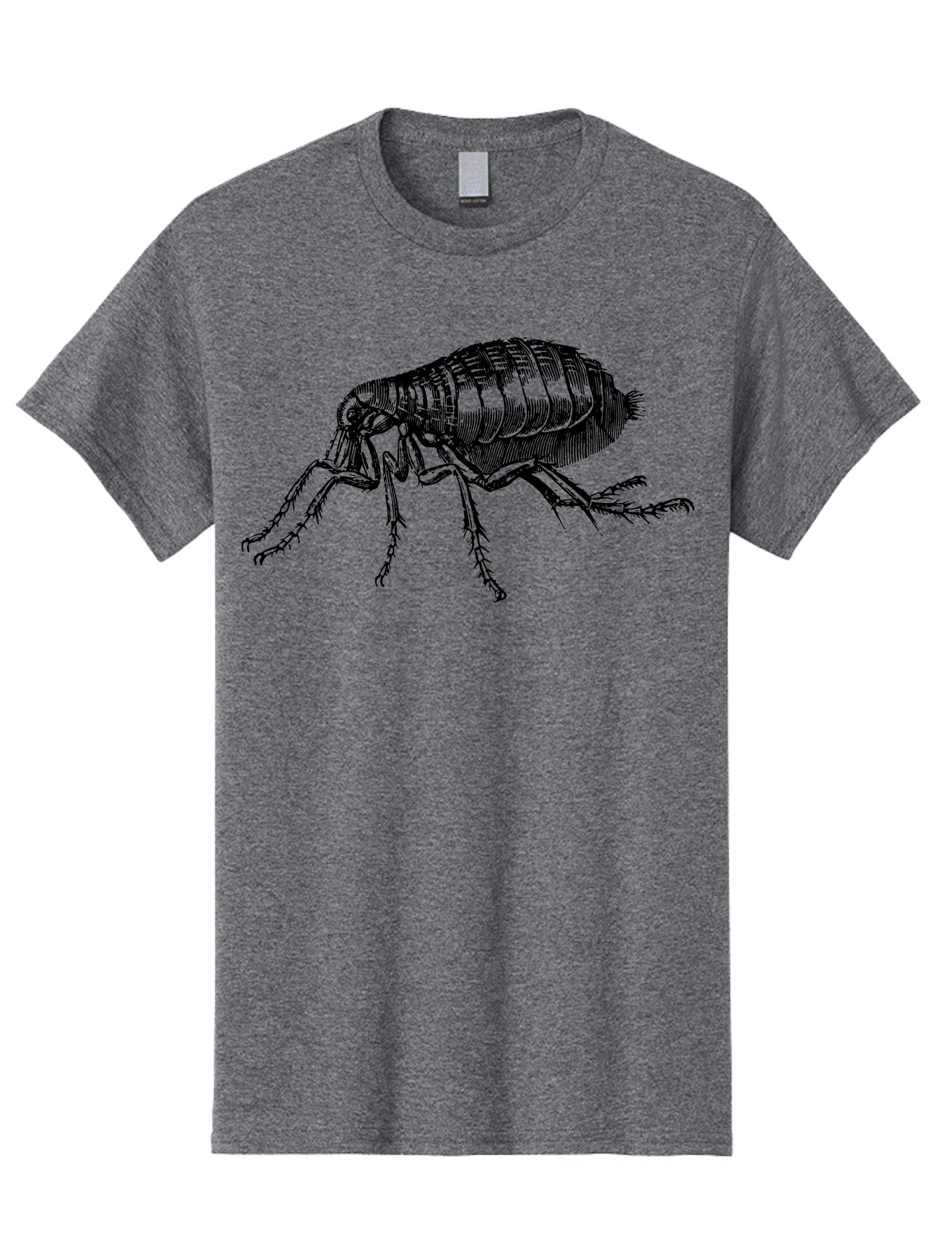 Flea Men'S Graphic Tee, 100% Cotton, Comfortable Casual Summer Wear, Machine Washable, Flea, Insect, Parasite, Pest Control, Pet Care, Biting Insect, Black And White Illustration, Detailed Drawing, Six Legs Aab531 12