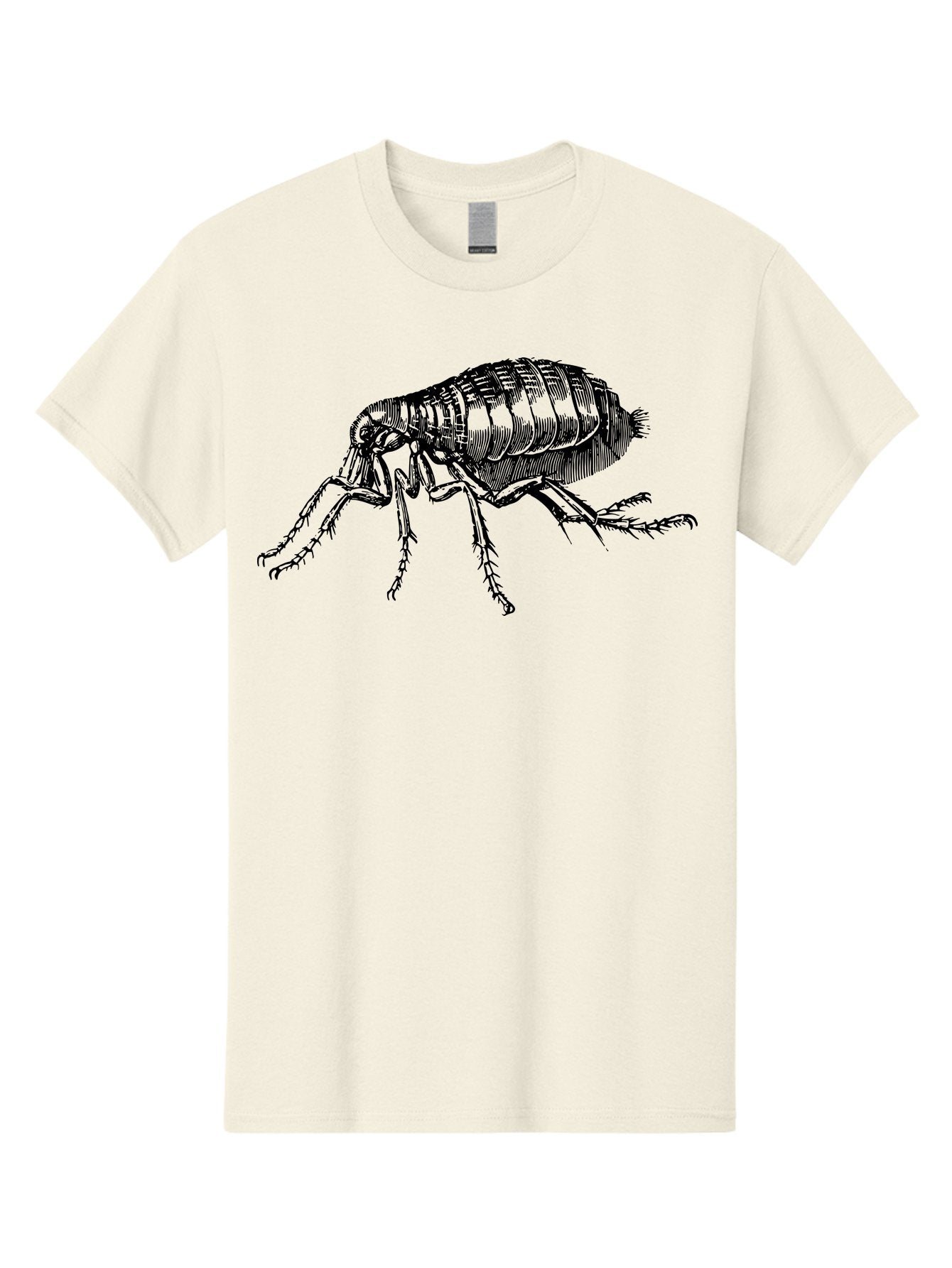 Flea Men'S Graphic Tee, 100% Cotton, Comfortable Casual Summer Wear, Machine Washable, Flea, Insect, Parasite, Pest Control, Pet Care, Biting Insect, Black And White Illustration, Detailed Drawing, Six Legs Aab531 15