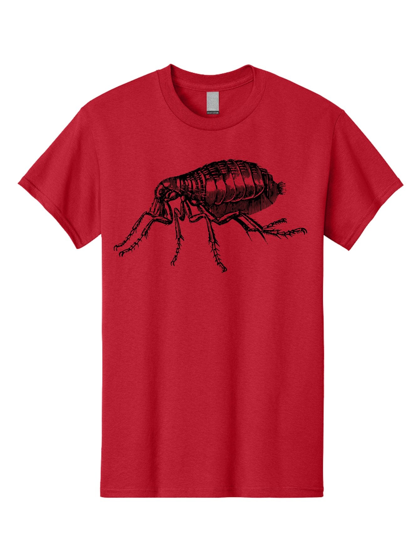 Flea Men'S Graphic Tee, 100% Cotton, Comfortable Casual Summer Wear, Machine Washable, Flea, Insect, Parasite, Pest Control, Pet Care, Biting Insect, Black And White Illustration, Detailed Drawing, Six Legs Aab531 3
