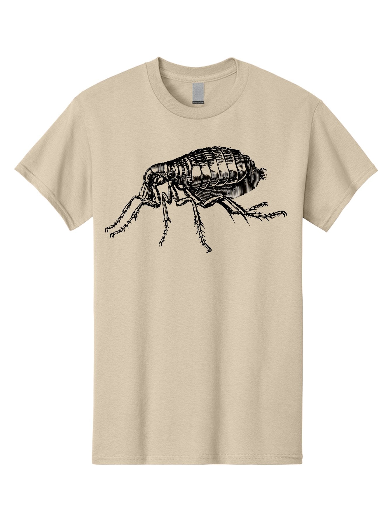 Flea Men'S Graphic Tee, 100% Cotton, Comfortable Casual Summer Wear, Machine Washable, Flea, Insect, Parasite, Pest Control, Pet Care, Biting Insect, Black And White Illustration, Detailed Drawing, Six Legs Aab531 4