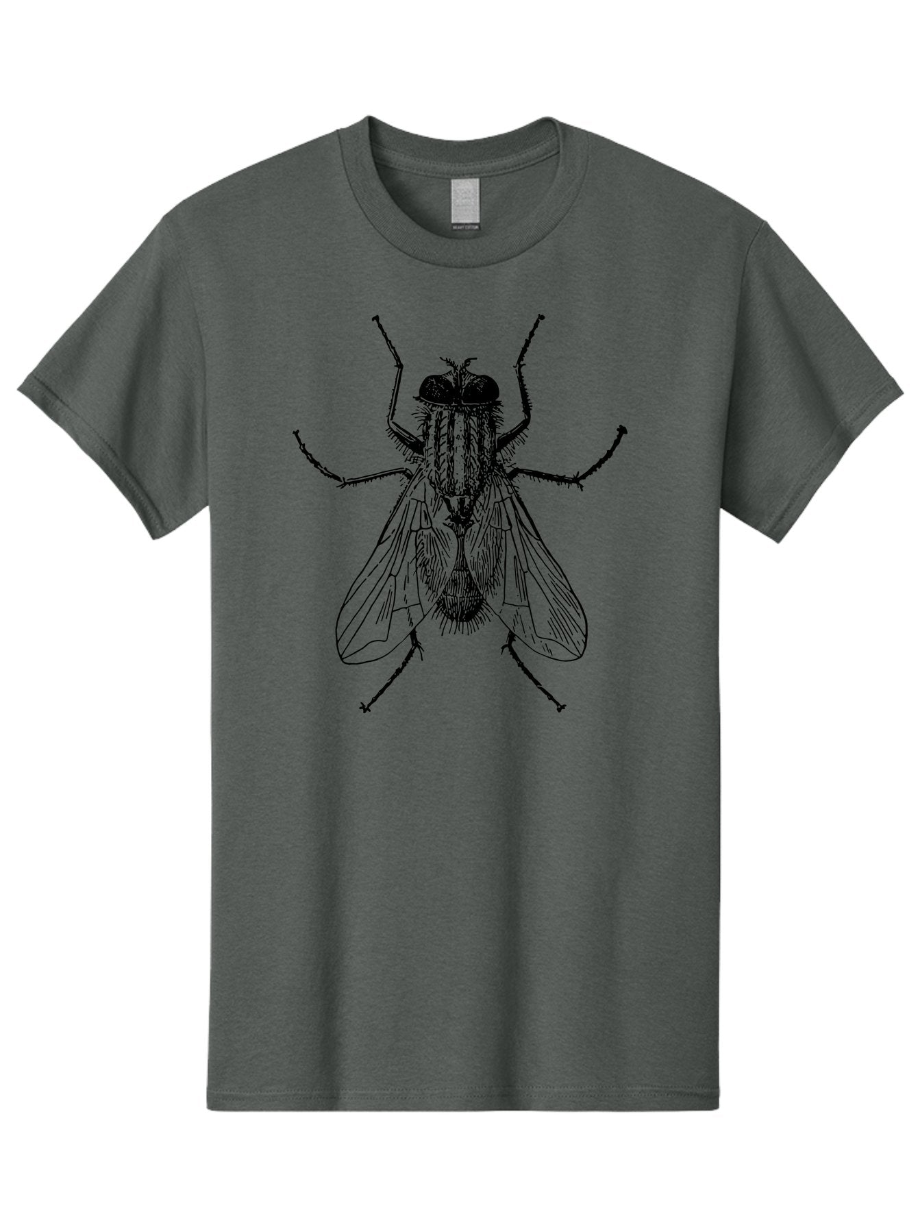 Fly-Illustration Men'S Graphic Tee, 100% Cotton, Comfortable Casual Summer Wear, Machine Washable, Fly, Insect, Black And White Illustration, Detailed Drawing, Entomology, Insect Anatomy, Fly Species, Winged Insect, Bug, Zoology Aab532 14