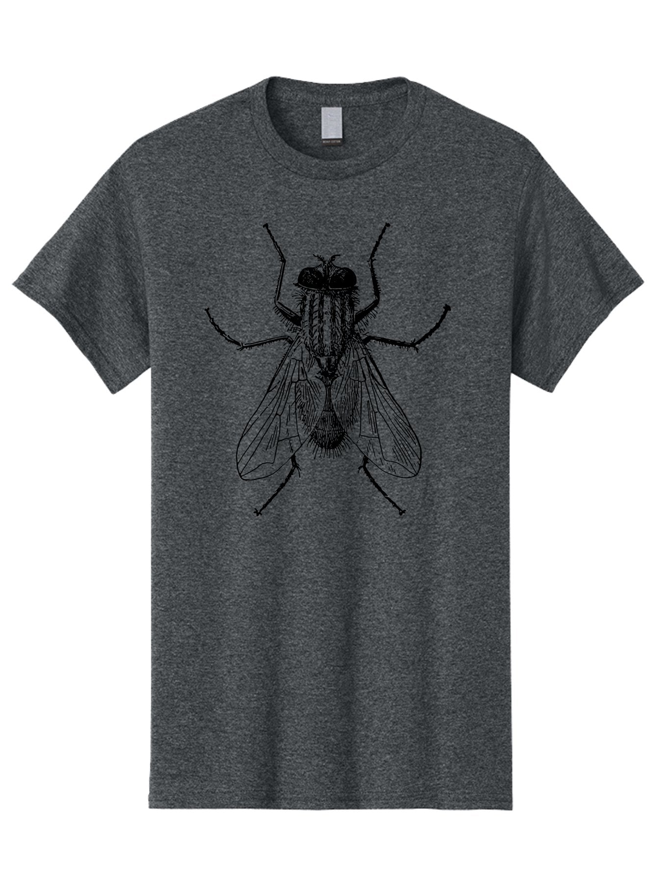 Fly-Illustration Men'S Graphic Tee, 100% Cotton, Comfortable Casual Summer Wear, Machine Washable, Fly, Insect, Black And White Illustration, Detailed Drawing, Entomology, Insect Anatomy, Fly Species, Winged Insect, Bug, Zoology Aab532 6