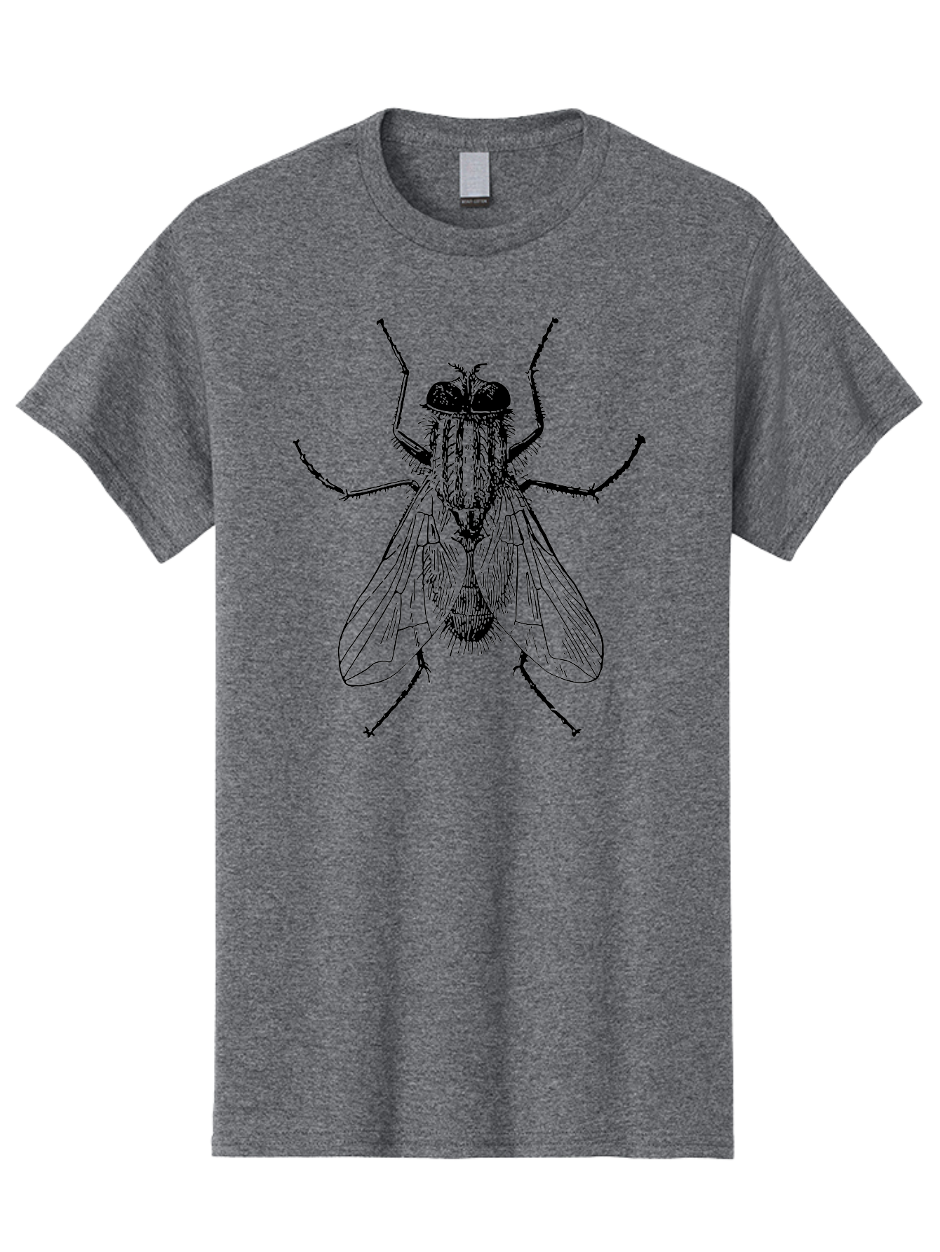 Fly-Illustration Men'S Graphic Tee, 100% Cotton, Comfortable Casual Summer Wear, Machine Washable, Fly, Insect, Black And White Illustration, Detailed Drawing, Entomology, Insect Anatomy, Fly Species, Winged Insect, Bug, Zoology Aab532 9