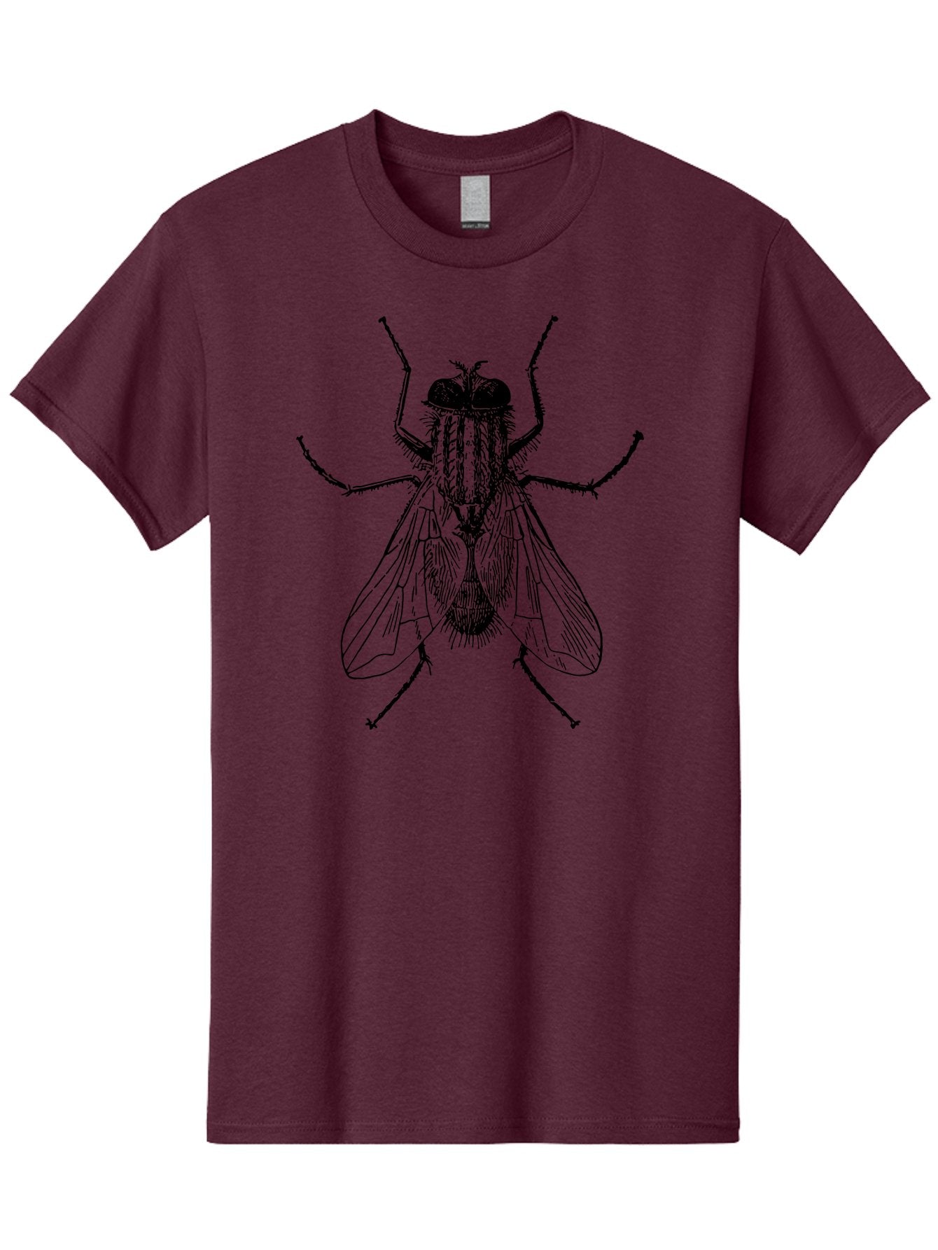 Fly-Illustration Men'S Graphic Tee, 100% Cotton, Comfortable Casual Summer Wear, Machine Washable, Fly, Insect, Black And White Illustration, Detailed Drawing, Entomology, Insect Anatomy, Fly Species, Winged Insect, Bug, Zoology Aab532 11