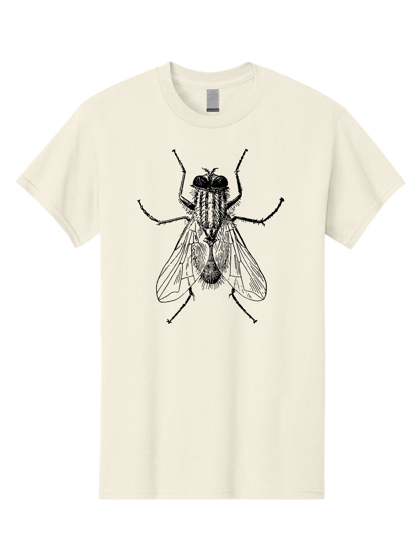 Fly-Illustration Men'S Graphic Tee, 100% Cotton, Comfortable Casual Summer Wear, Machine Washable, Fly, Insect, Black And White Illustration, Detailed Drawing, Entomology, Insect Anatomy, Fly Species, Winged Insect, Bug, Zoology Aab532