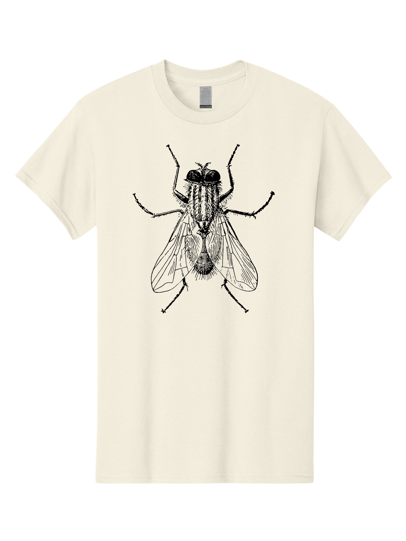 Fly-Illustration Men'S Graphic Tee, 100% Cotton, Comfortable Casual Summer Wear, Machine Washable, Fly, Insect, Black And White Illustration, Detailed Drawing, Entomology, Insect Anatomy, Fly Species, Winged Insect, Bug, Zoology Aab532 17
