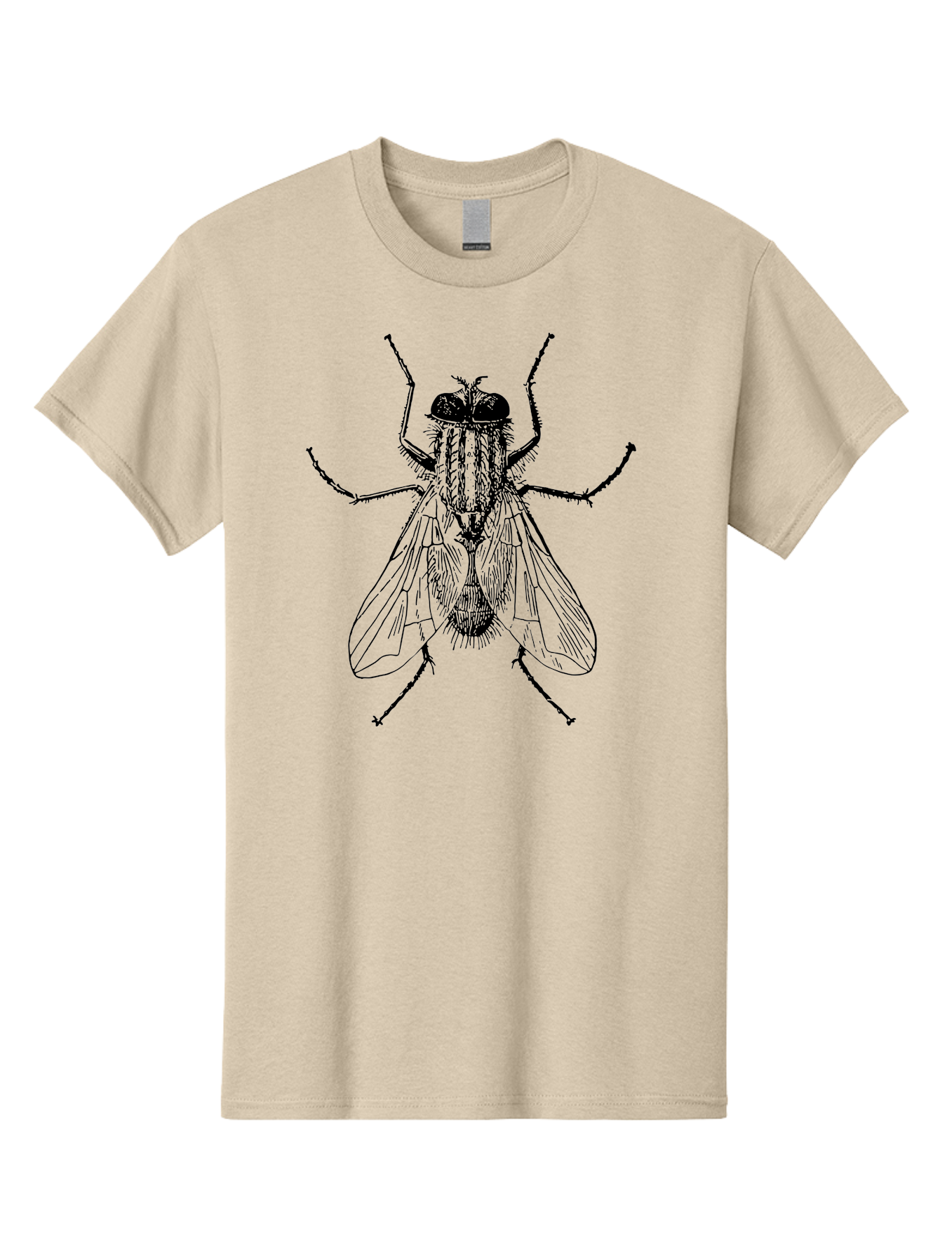 Fly-Illustration Men'S Graphic Tee, 100% Cotton, Comfortable Casual Summer Wear, Machine Washable, Fly, Insect, Black And White Illustration, Detailed Drawing, Entomology, Insect Anatomy, Fly Species, Winged Insect, Bug, Zoology Aab532 27