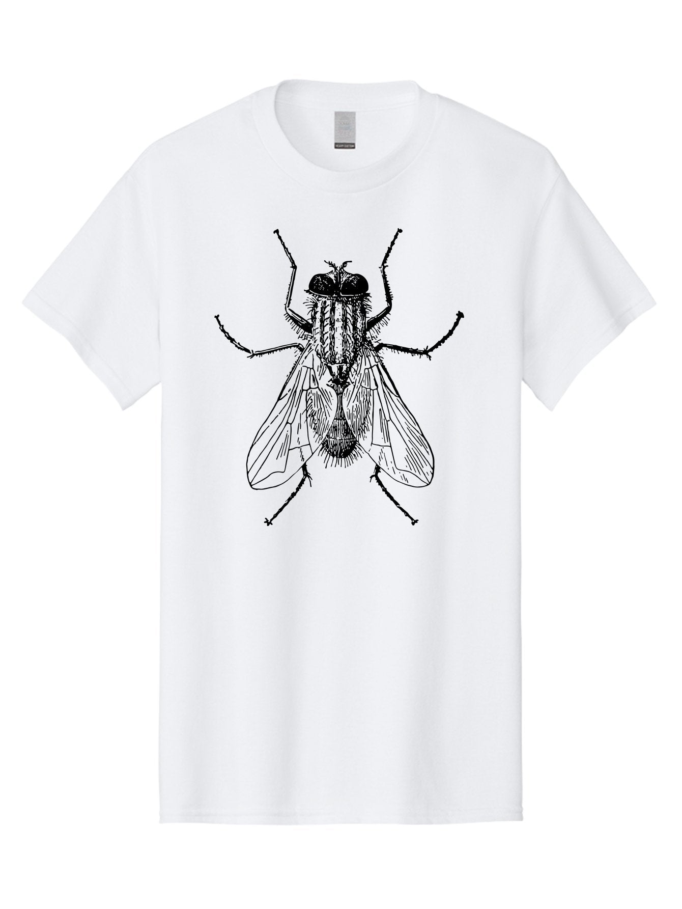 Fly-Illustration Men'S Graphic Tee, 100% Cotton, Comfortable Casual Summer Wear, Machine Washable, Fly, Insect, Black And White Illustration, Detailed Drawing, Entomology, Insect Anatomy, Fly Species, Winged Insect, Bug, Zoology Aab532 7