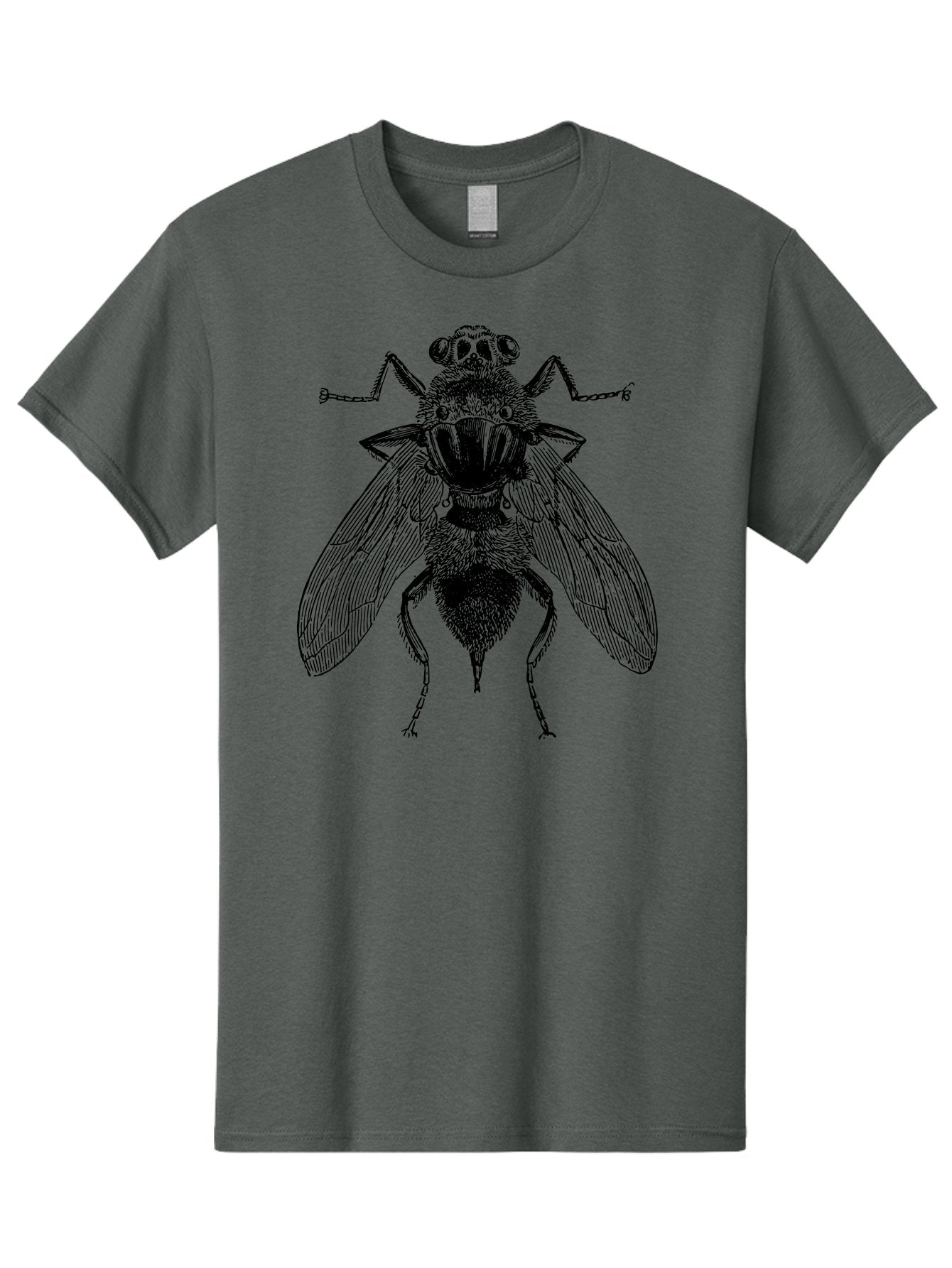 Fly-With-Chains Men'S Graphic Tee, 100% Cotton, Comfortable Casual Summer Wear, Machine Washable, Fly Illustration, Insect Art, Entomology, Chained Fly, Symbolic Art, Surreal Imagery, Detailed Drawing, Wings, Insects In Chains, Aab533 9