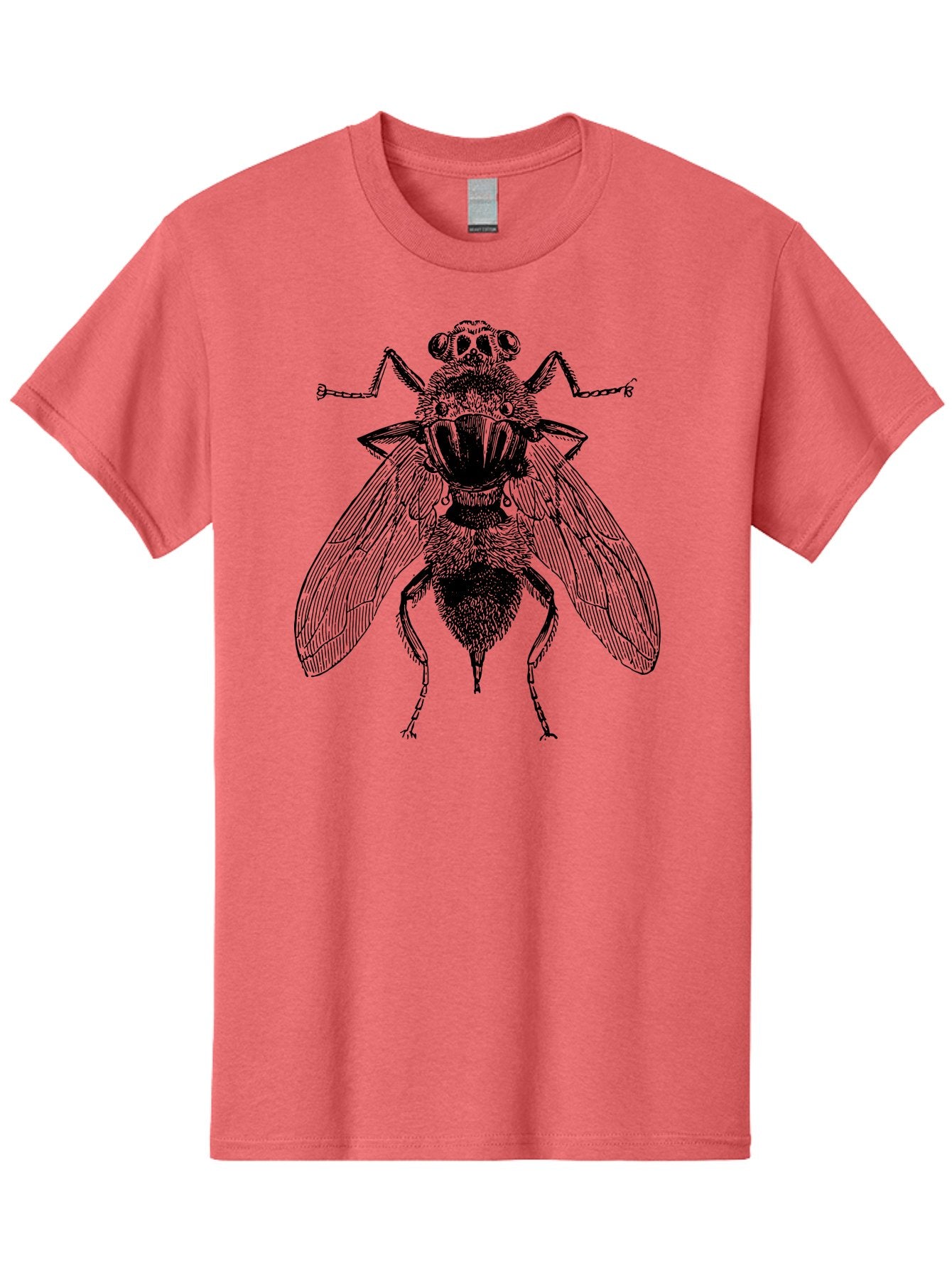 Fly-With-Chains Men'S Graphic Tee, 100% Cotton, Comfortable Casual Summer Wear, Machine Washable, Fly Illustration, Insect Art, Entomology, Chained Fly, Symbolic Art, Surreal Imagery, Detailed Drawing, Wings, Insects In Chains, Aab533 8