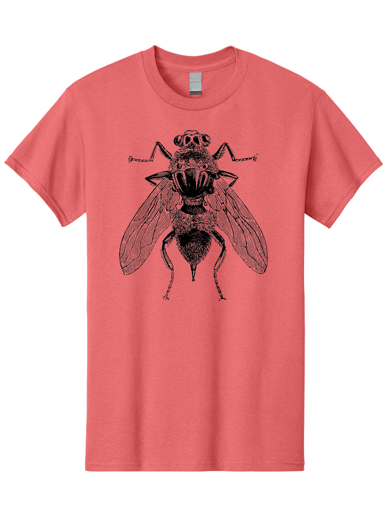 Fly-With-Chains Men'S Graphic Tee, 100% Cotton, Comfortable Casual Summer Wear, Machine Washable, Fly Illustration, Insect Art, Entomology, Chained Fly, Symbolic Art, Surreal Imagery, Detailed Drawing, Wings, Insects In Chains, Aab533 5