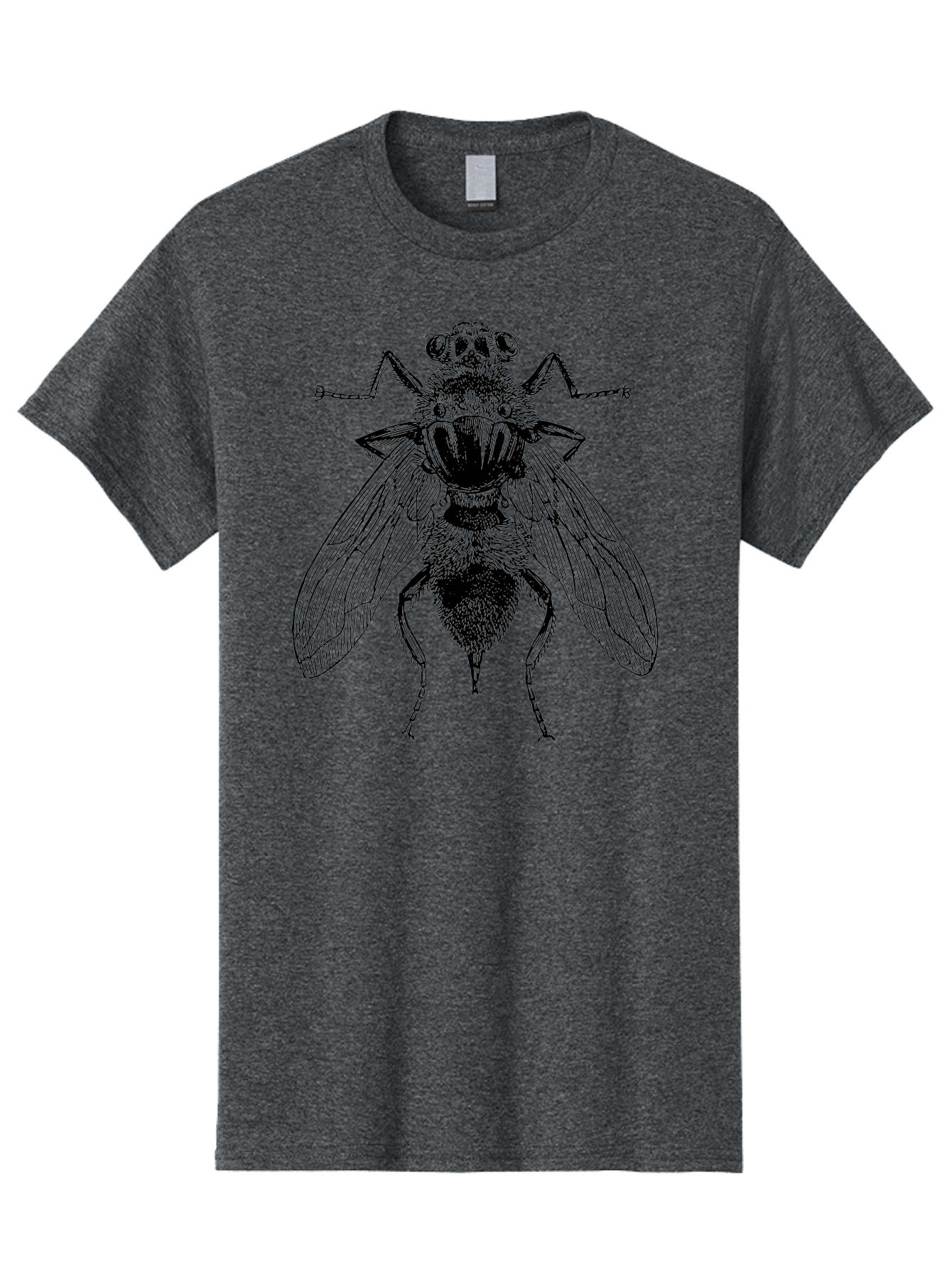 Fly-With-Chains Men'S Graphic Tee, 100% Cotton, Comfortable Casual Summer Wear, Machine Washable, Fly Illustration, Insect Art, Entomology, Chained Fly, Symbolic Art, Surreal Imagery, Detailed Drawing, Wings, Insects In Chains, Aab533 7