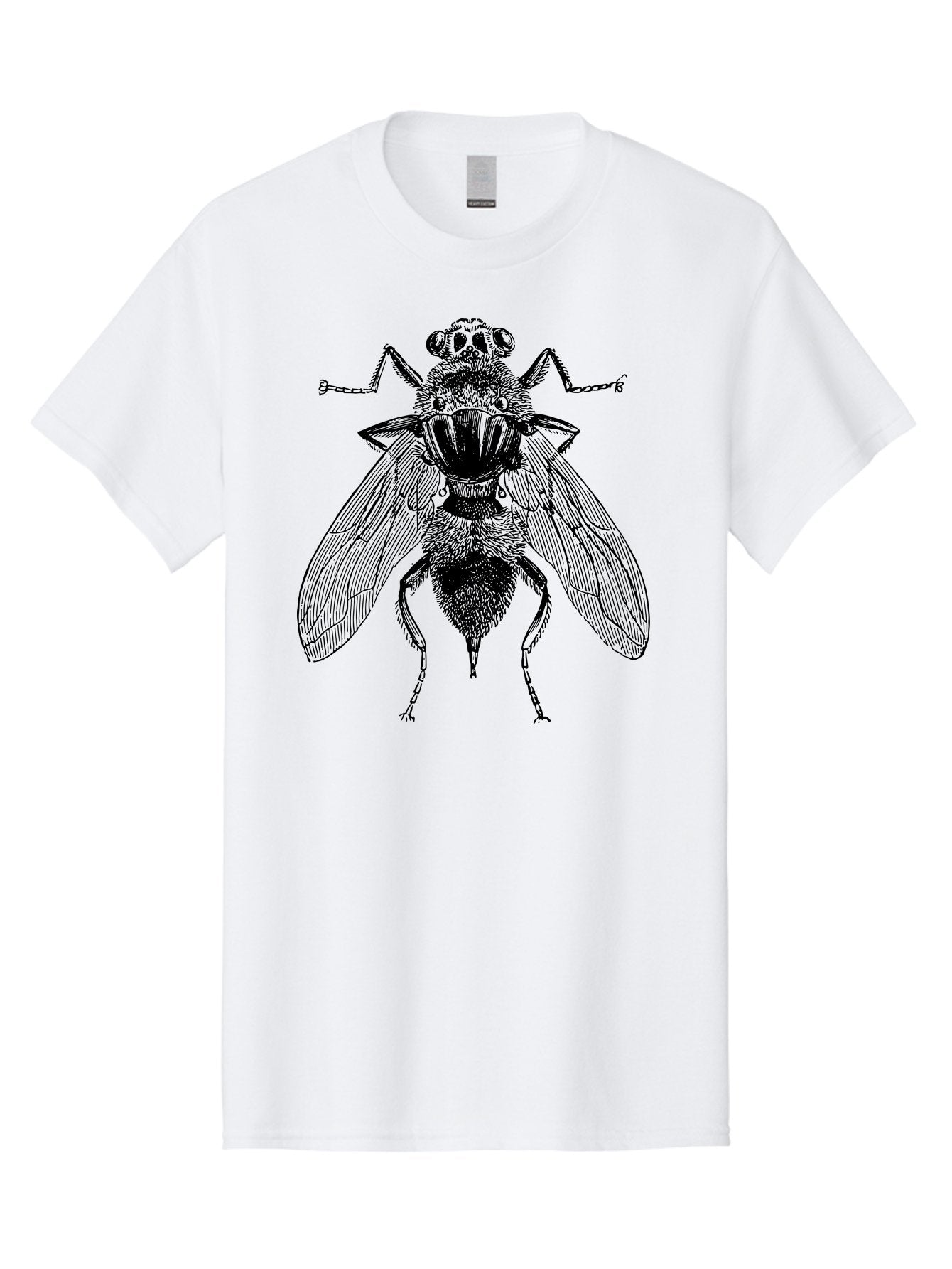 Fly-With-Chains Men'S Graphic Tee, 100% Cotton, Comfortable Casual Summer Wear, Machine Washable, Fly Illustration, Insect Art, Entomology, Chained Fly, Symbolic Art, Surreal Imagery, Detailed Drawing, Wings, Insects In Chains, Aab533