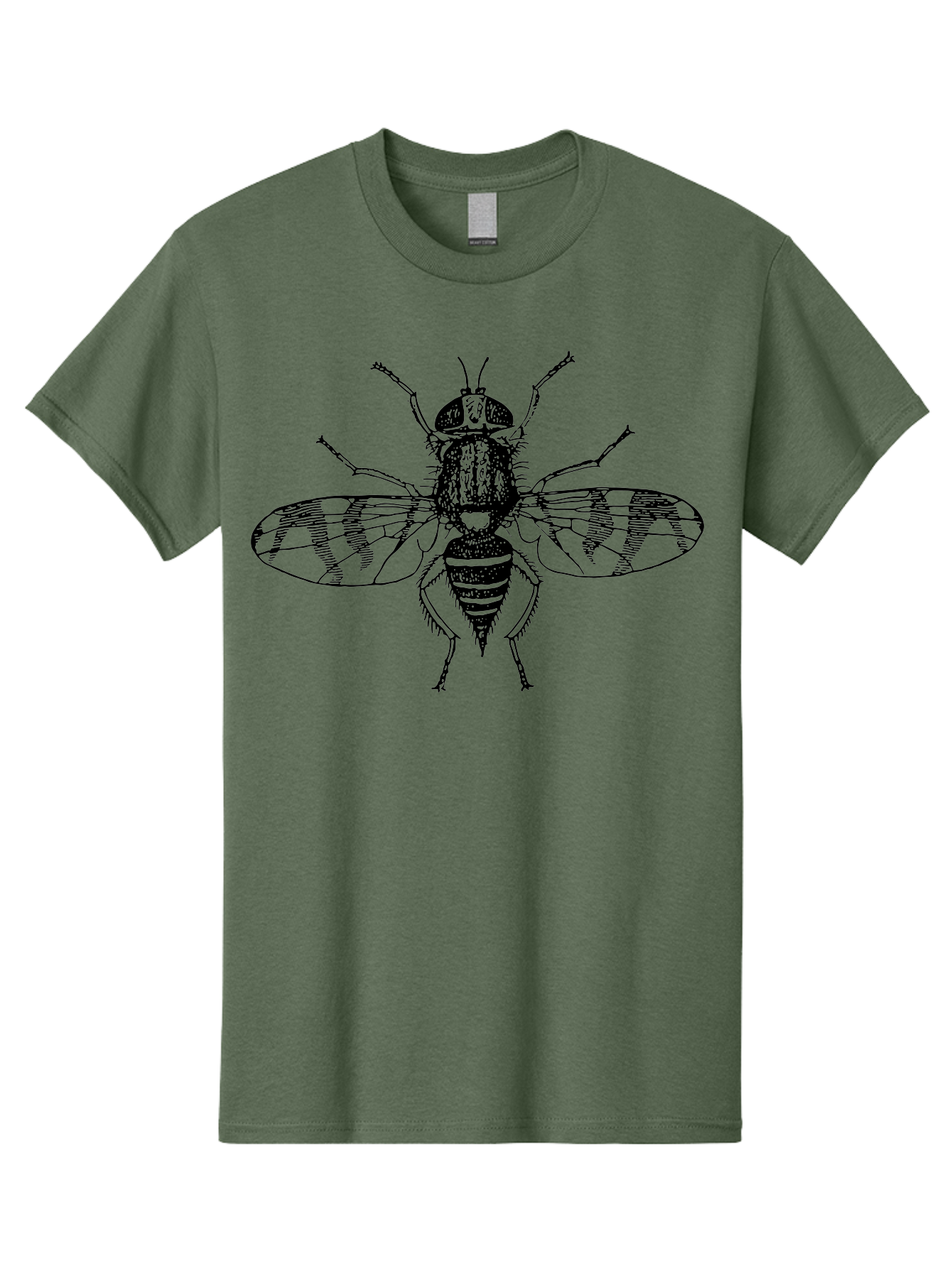 Fly Men'S Graphic Tee, 100% Cotton, Comfortable Casual Summer Wear, Machine Washable, Black And White Illustration, Fly With Striped Wings, Insect Art, Detailed Drawing, Entomology, Wildlife Illustration, Vector Graphic Aab534 15