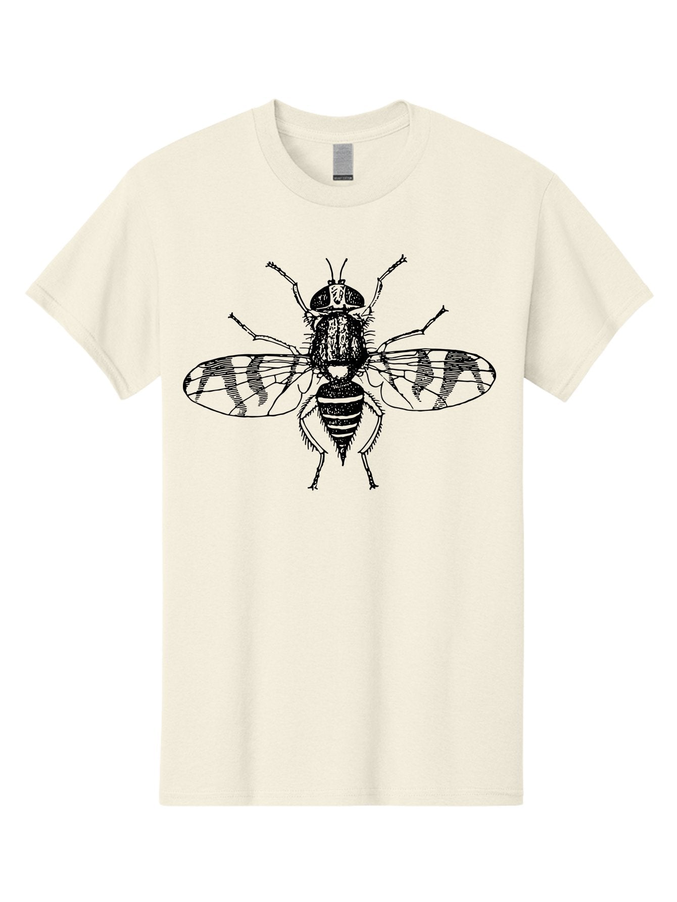 Fly Men'S Graphic Tee, 100% Cotton, Comfortable Casual Summer Wear, Machine Washable, Black And White Illustration, Fly With Striped Wings, Insect Art, Detailed Drawing, Entomology, Wildlife Illustration, Vector Graphic Aab534 8