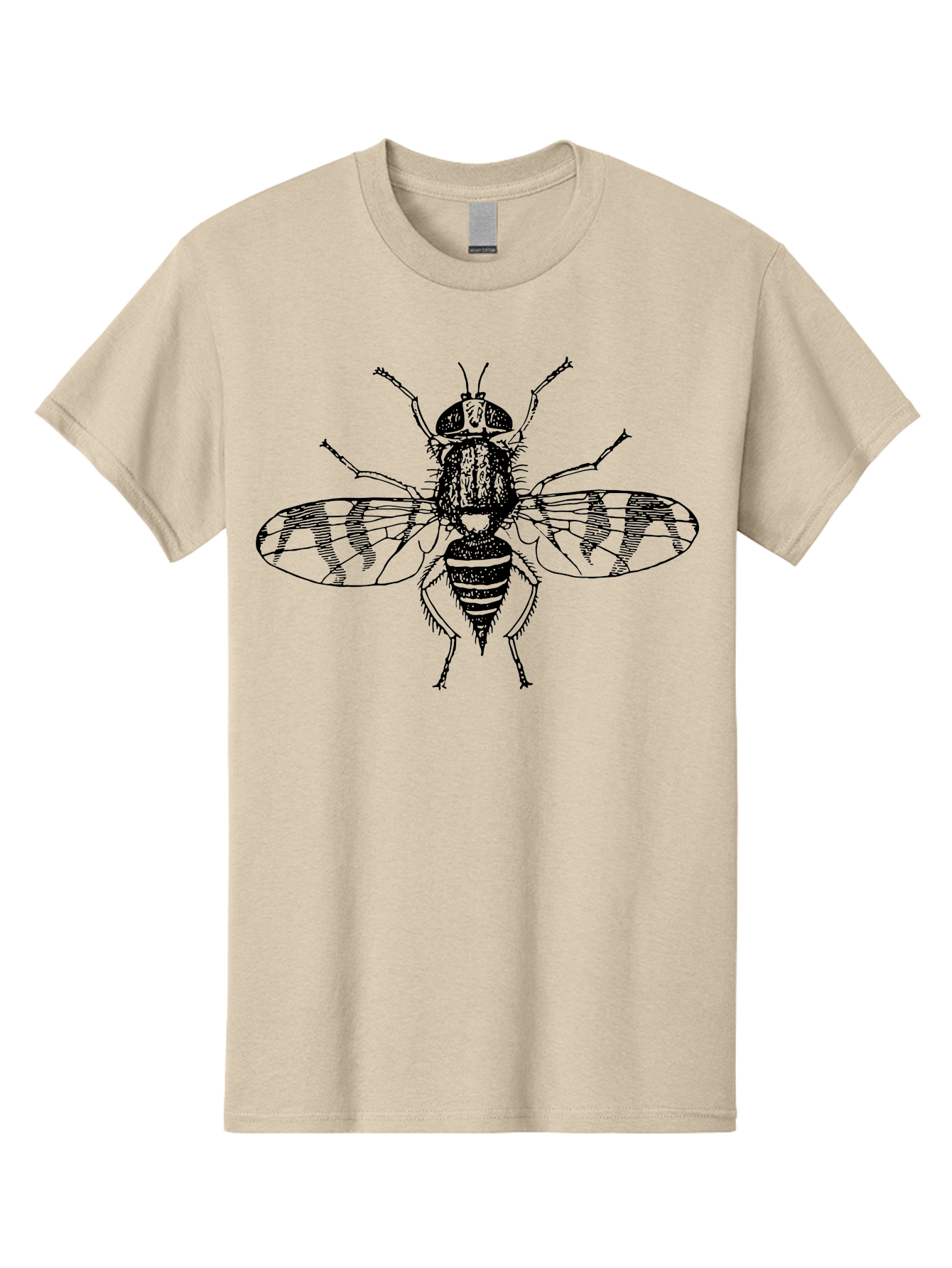 Fly Men'S Graphic Tee, 100% Cotton, Comfortable Casual Summer Wear, Machine Washable, Black And White Illustration, Fly With Striped Wings, Insect Art, Detailed Drawing, Entomology, Wildlife Illustration, Vector Graphic Aab534 27