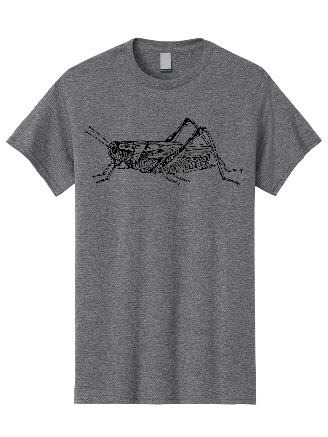 Grasshopper-Illustration Men'S Graphic Tee, 100% Cotton, Comfortable Casual Summer Wear, Machine Washable, Grasshopper Illustration, Insect Art, Detailed Drawing, Black And Green, Wildlife Graphic, Entomology, Nature Design, Bug Illustration Aab536 9