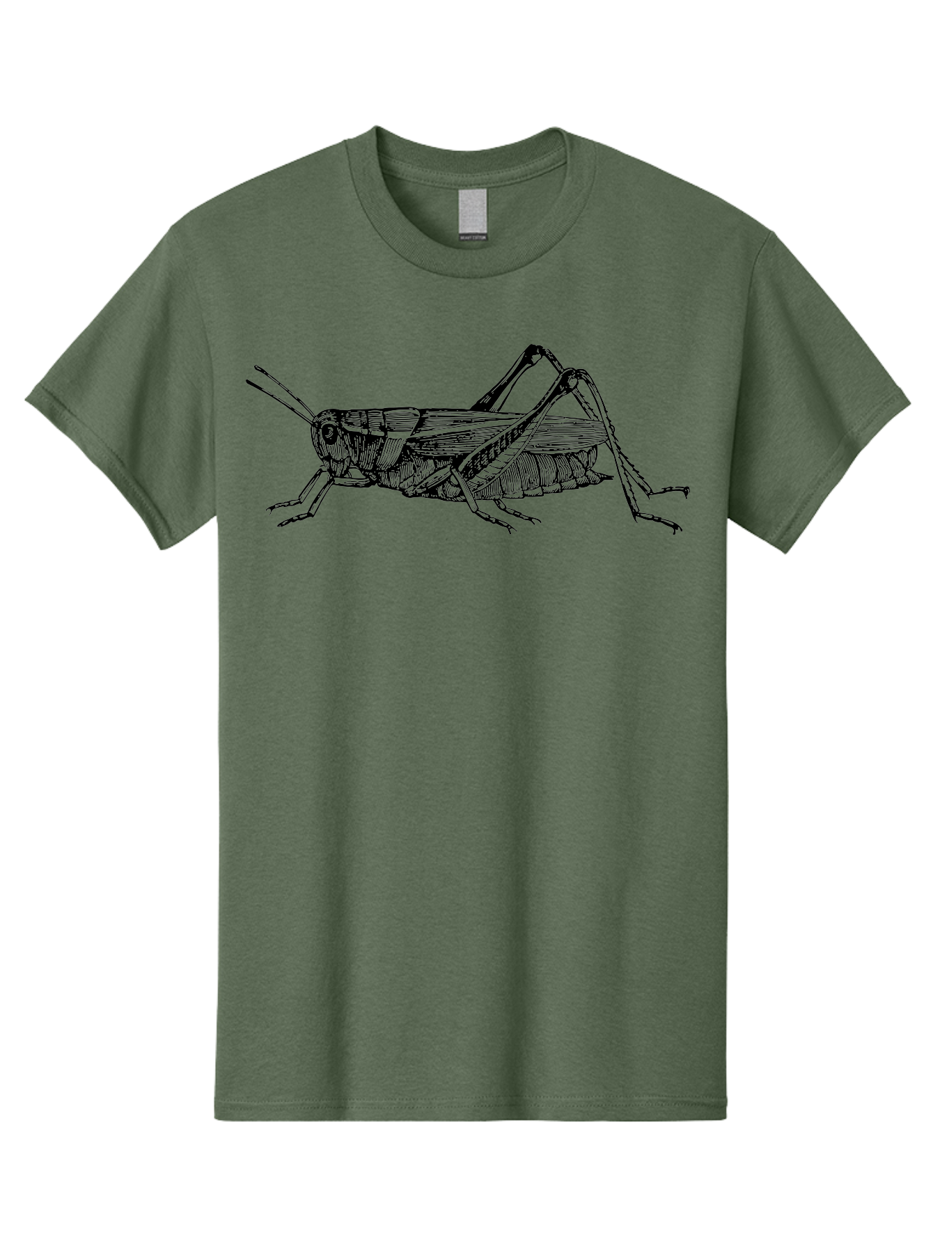 Grasshopper-Illustration Men'S Graphic Tee, 100% Cotton, Comfortable Casual Summer Wear, Machine Washable, Grasshopper Illustration, Insect Art, Detailed Drawing, Black And Green, Wildlife Graphic, Entomology, Nature Design, Bug Illustration Aab536 15