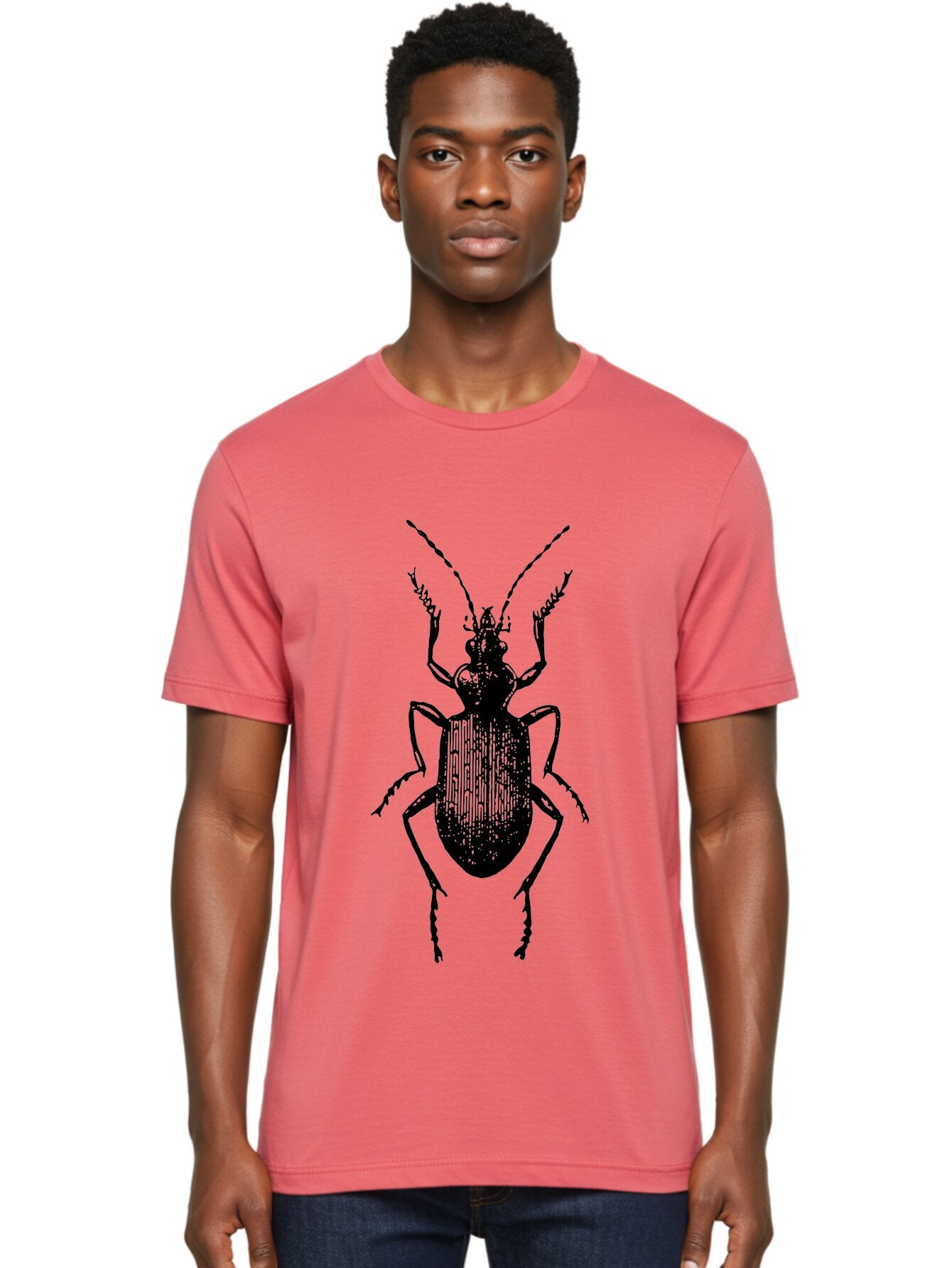 Ground-Beetle Men'S Graphic Tee, 100% Cotton, Comfortable Casual Summer Wear, Machine Washable, Black Beetle, Insect Silhouette, Detailed Illustration, Entomology Art, Bug Graphics, Six Legs, Antennae, Vector Design Aab538 30