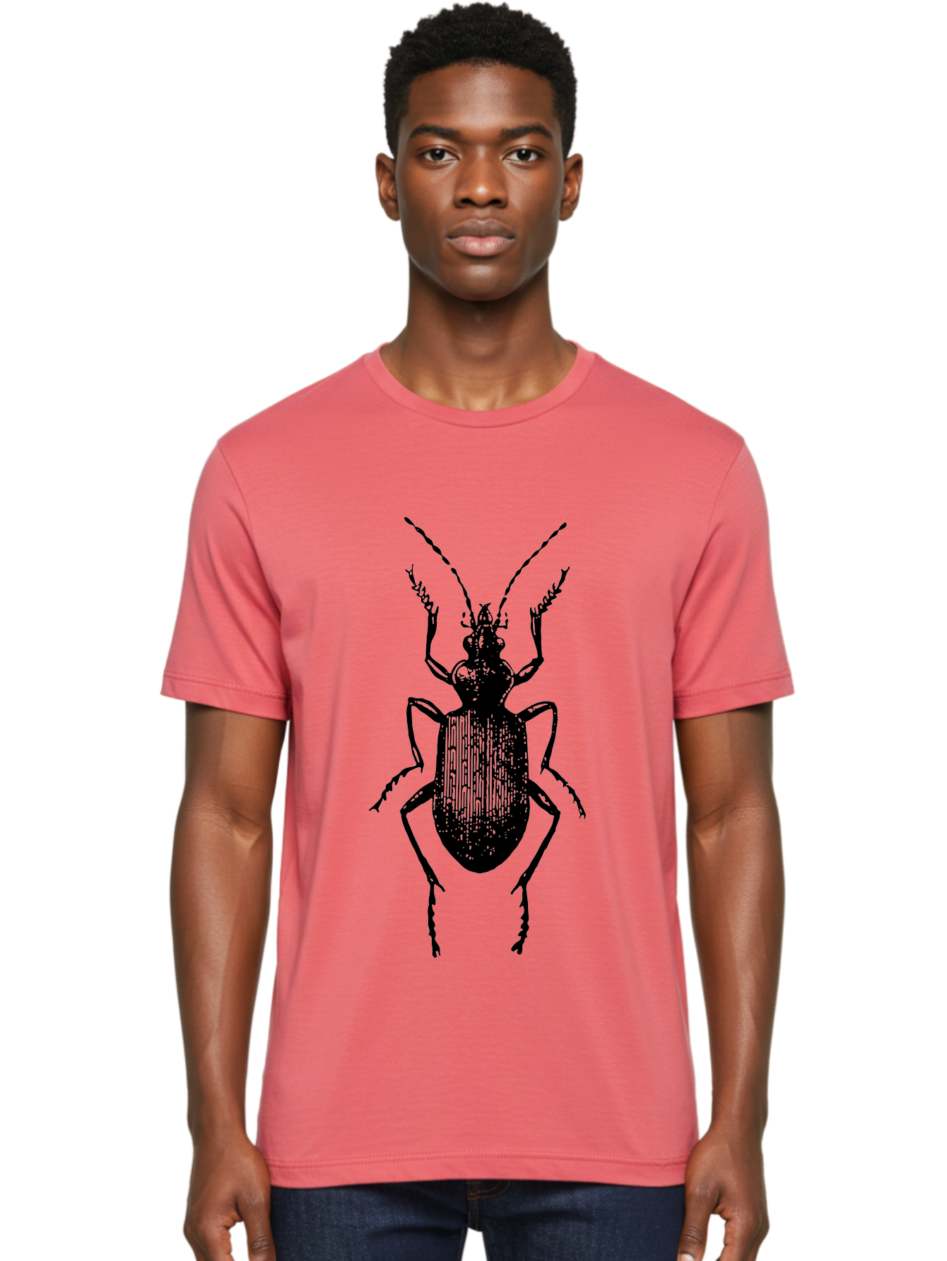 Ground-Beetle Men'S Graphic Tee, 100% Cotton, Comfortable Casual Summer Wear, Machine Washable, Black Beetle, Insect Silhouette, Detailed Illustration, Entomology Art, Bug Graphics, Six Legs, Antennae, Vector Design Aab538 6