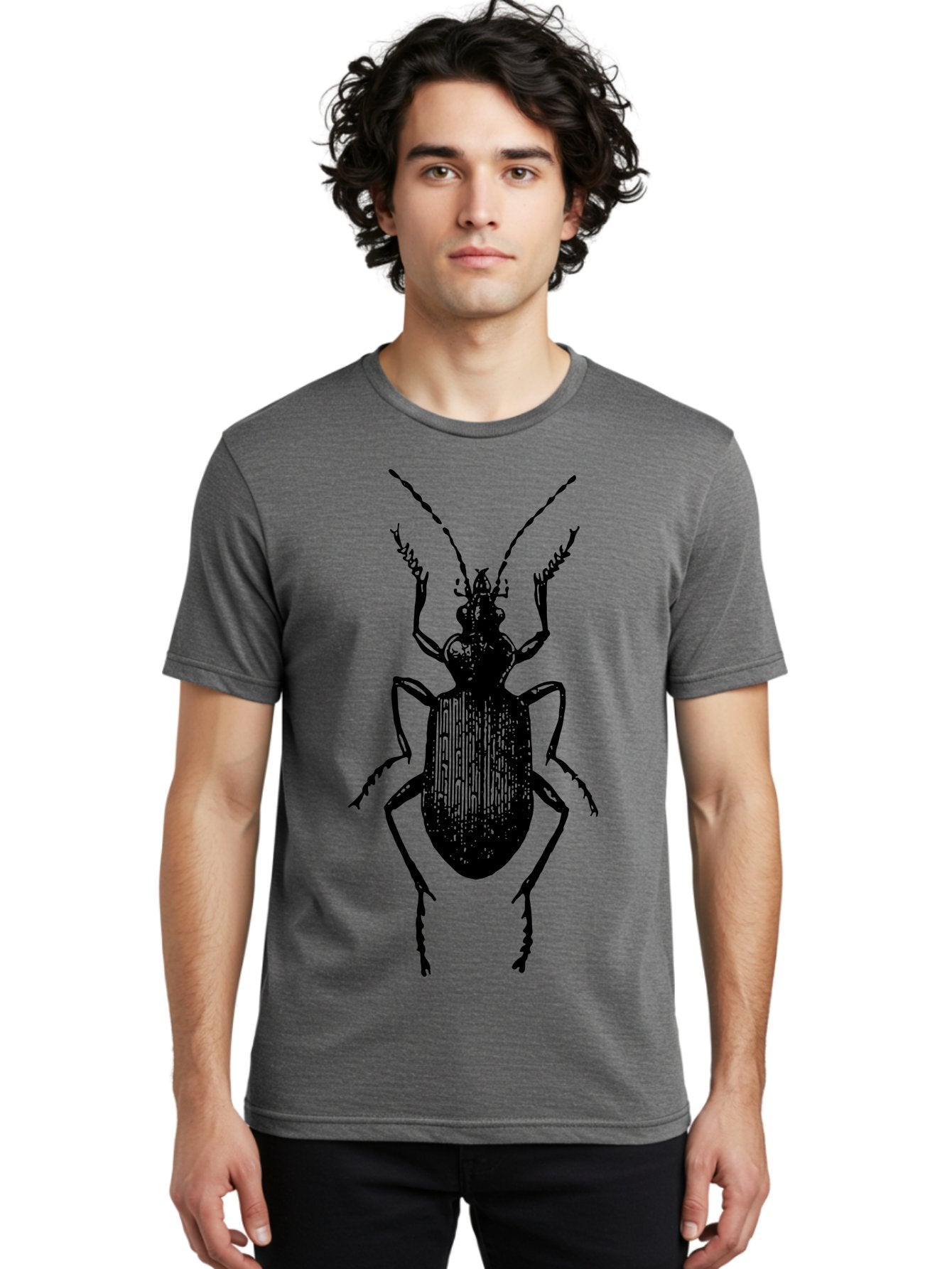 Ground-Beetle Men'S Graphic Tee, 100% Cotton, Comfortable Casual Summer Wear, Machine Washable, Black Beetle, Insect Silhouette, Detailed Illustration, Entomology Art, Bug Graphics, Six Legs, Antennae, Vector Design Aab538 18