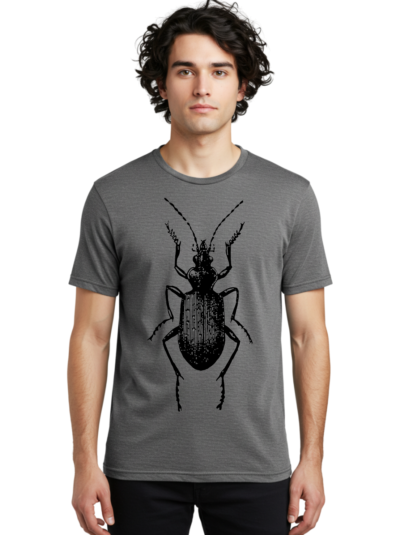 Ground-Beetle Men'S Graphic Tee, 100% Cotton, Comfortable Casual Summer Wear, Machine Washable, Black Beetle, Insect Silhouette, Detailed Illustration, Entomology Art, Bug Graphics, Six Legs, Antennae, Vector Design Aab538 10