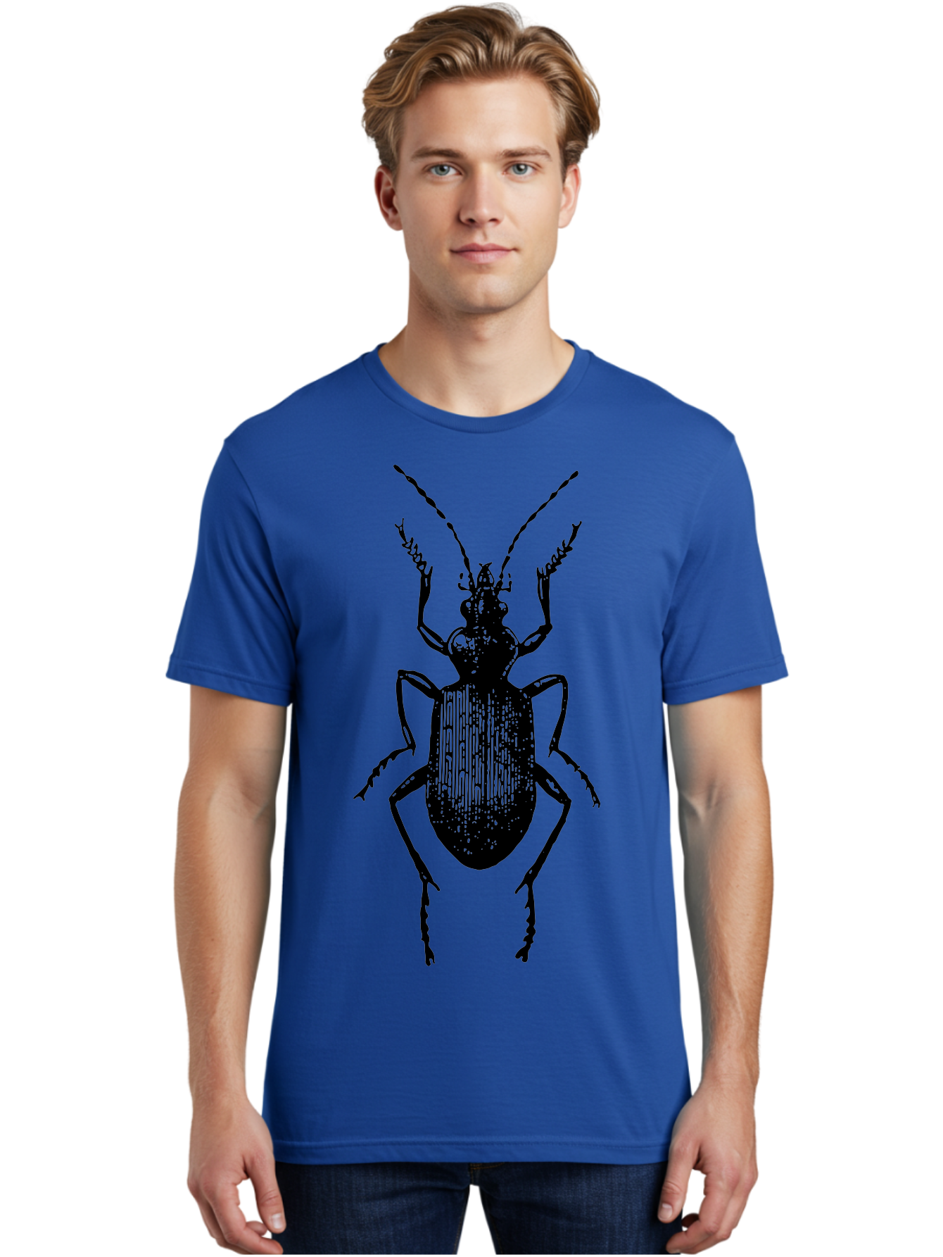 Ground-Beetle Men'S Graphic Tee, 100% Cotton, Comfortable Casual Summer Wear, Machine Washable, Black Beetle, Insect Silhouette, Detailed Illustration, Entomology Art, Bug Graphics, Six Legs, Antennae, Vector Design Aab538 26