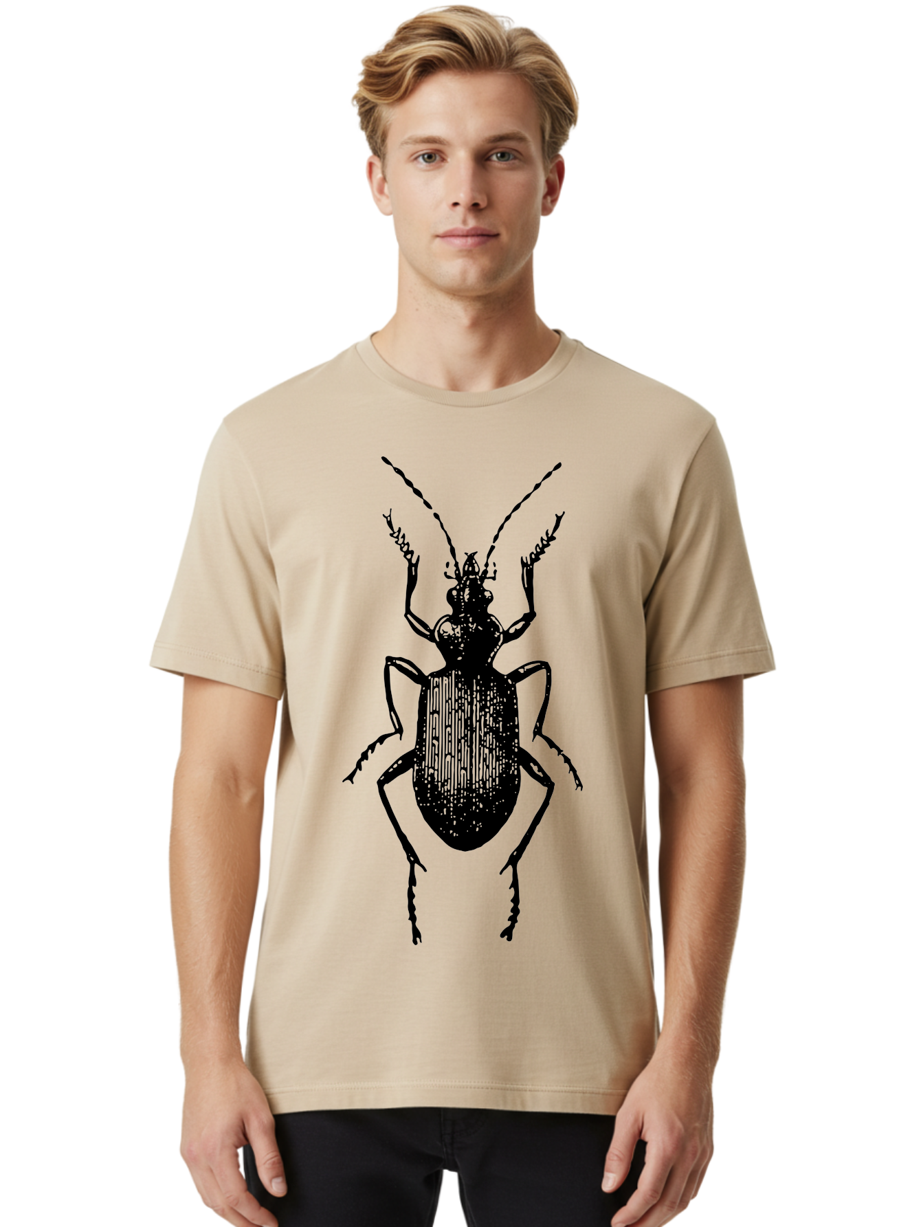 Ground-Beetle Men'S Graphic Tee, 100% Cotton, Comfortable Casual Summer Wear, Machine Washable, Black Beetle, Insect Silhouette, Detailed Illustration, Entomology Art, Bug Graphics, Six Legs, Antennae, Vector Design Aab538 28