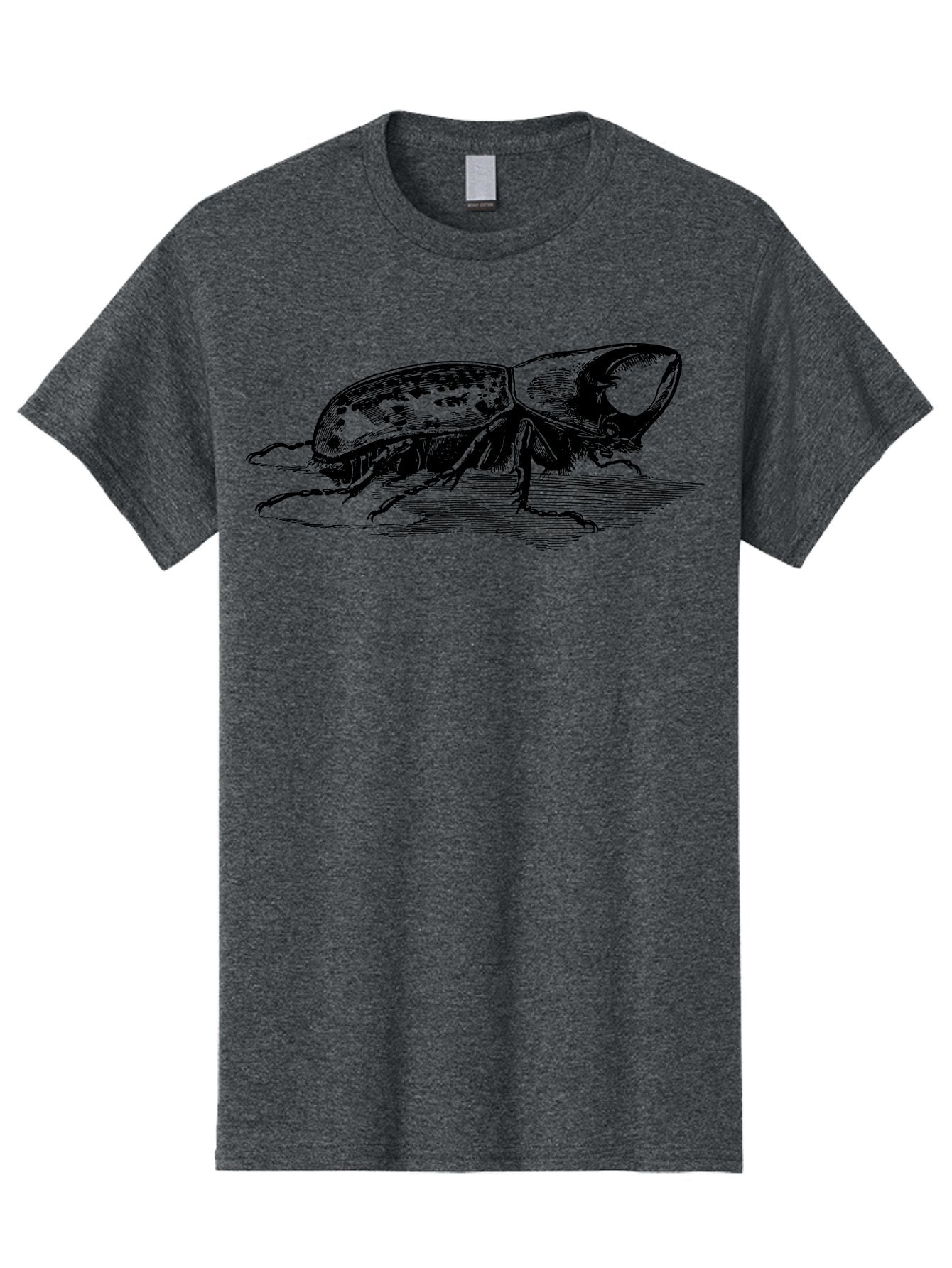 Hercules-Beetle Men'S Graphic Tee, 100% Cotton, Comfortable Casual Summer Wear, Machine Washable, Black Beetle, Insect Illustration, Detailed Drawing, Scientific Art, Entomology, Bug, Insect, Wildlife Art, Natural History Aab539