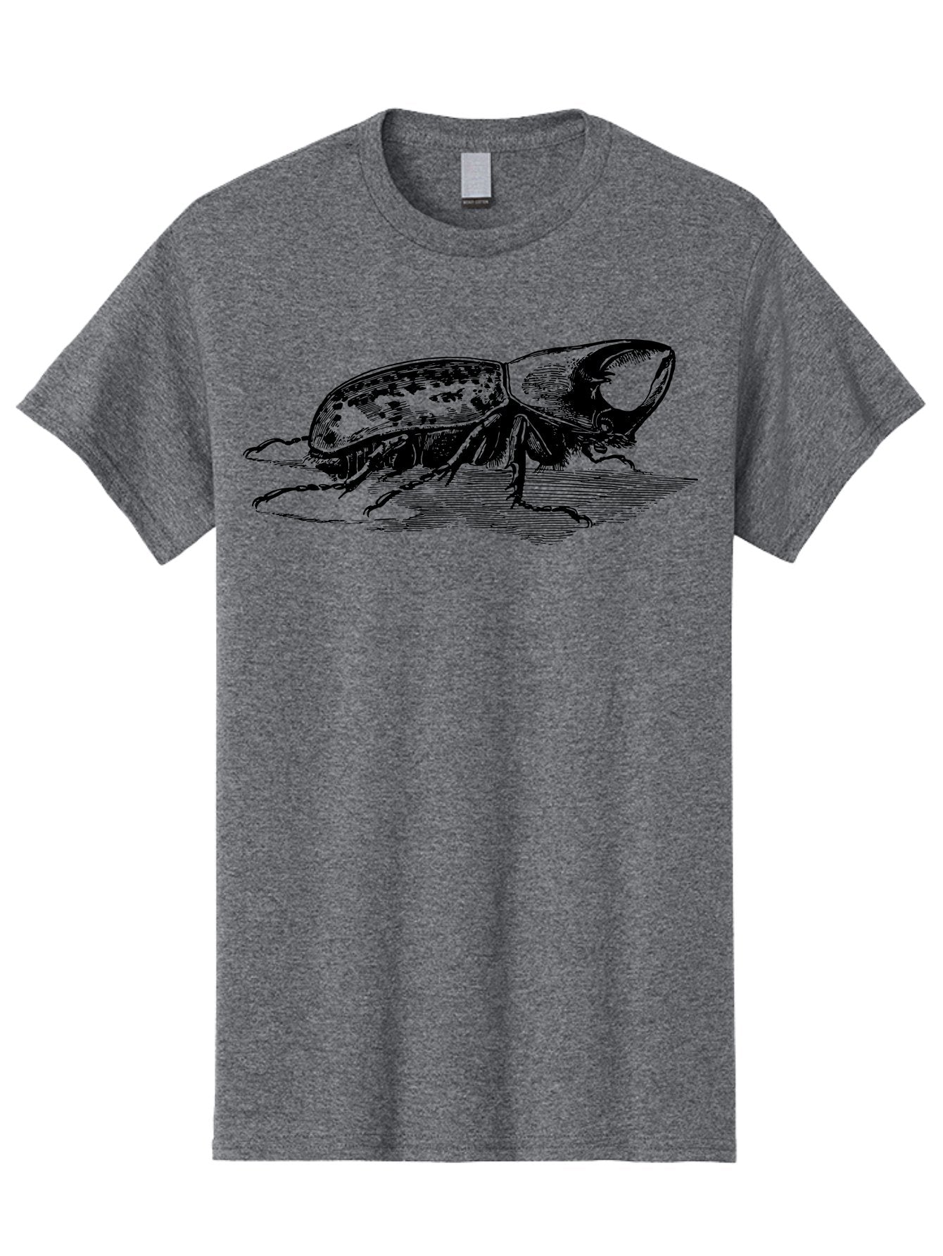 Hercules-Beetle Men'S Graphic Tee, 100% Cotton, Comfortable Casual Summer Wear, Machine Washable, Black Beetle, Insect Illustration, Detailed Drawing, Scientific Art, Entomology, Bug, Insect, Wildlife Art, Natural History Aab539 10
