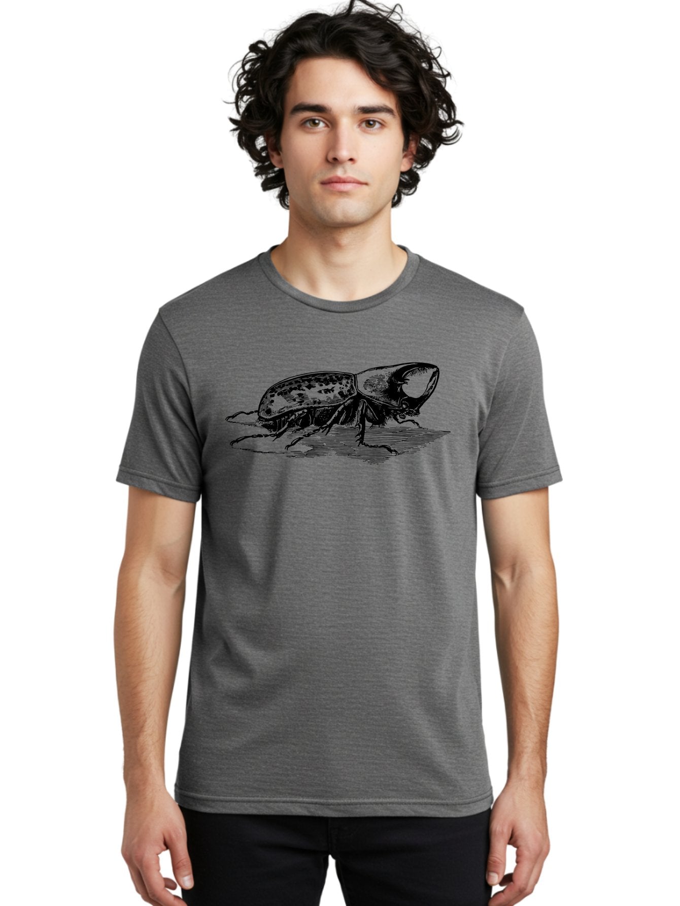 Hercules-Beetle Men'S Graphic Tee, 100% Cotton, Comfortable Casual Summer Wear, Machine Washable, Black Beetle, Insect Illustration, Detailed Drawing, Scientific Art, Entomology, Bug, Insect, Wildlife Art, Natural History Aab539 17