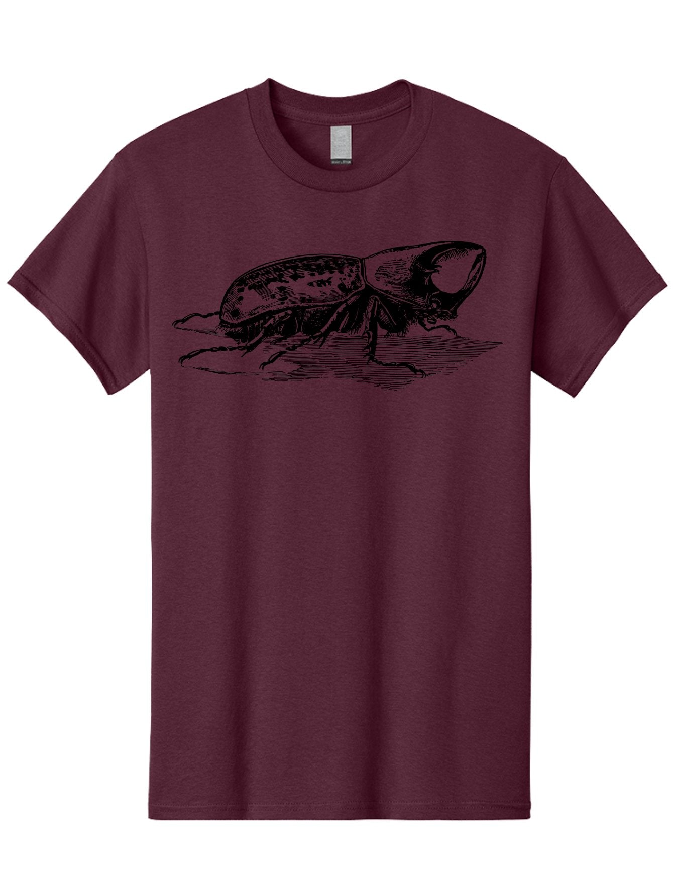 Hercules-Beetle Men'S Graphic Tee, 100% Cotton, Comfortable Casual Summer Wear, Machine Washable, Black Beetle, Insect Illustration, Detailed Drawing, Scientific Art, Entomology, Bug, Insect, Wildlife Art, Natural History Aab539 8