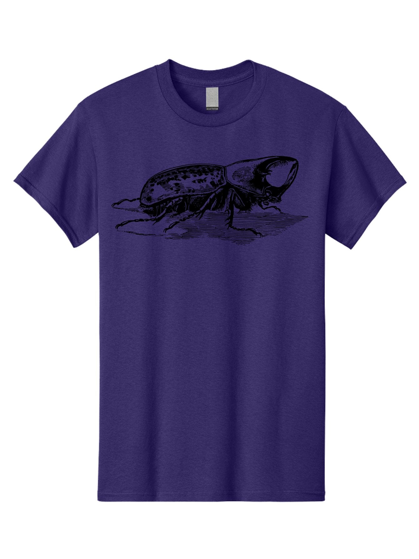 Hercules-Beetle Men'S Graphic Tee, 100% Cotton, Comfortable Casual Summer Wear, Machine Washable, Black Beetle, Insect Illustration, Detailed Drawing, Scientific Art, Entomology, Bug, Insect, Wildlife Art, Natural History Aab539 3