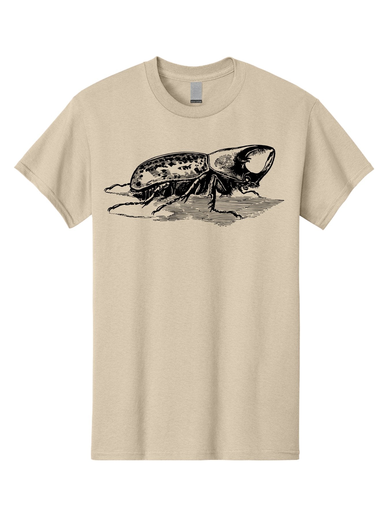 Hercules-Beetle Men'S Graphic Tee, 100% Cotton, Comfortable Casual Summer Wear, Machine Washable, Black Beetle, Insect Illustration, Detailed Drawing, Scientific Art, Entomology, Bug, Insect, Wildlife Art, Natural History Aab539 9