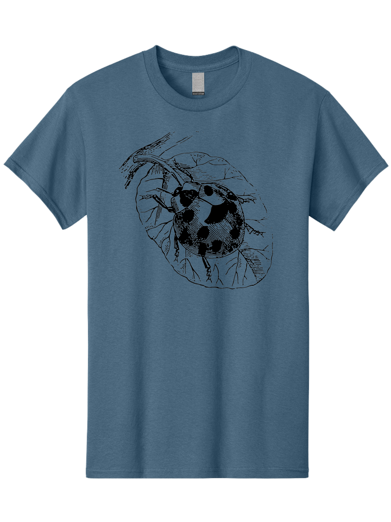 Ladybug-On-Leaf Men'S Graphic Tee, 100% Cotton, Comfortable Casual Summer Wear, Machine Washable, Ladybug On A Leaf, Black And White Illustration, Lady Beetle, Garden Insect, Sketch Art, Wildlife Illustration, Beetle On Foliage Aab541 11
