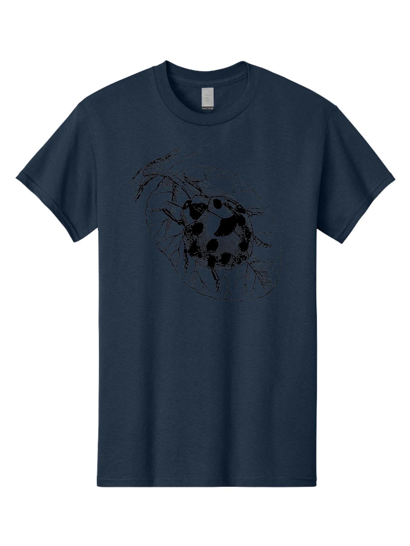 Ladybug-On-Leaf Men'S Graphic Tee, 100% Cotton, Comfortable Casual Summer Wear, Machine Washable, Ladybug On A Leaf, Black And White Illustration, Lady Beetle, Garden Insect, Sketch Art, Wildlife Illustration, Beetle On Foliage Aab541 19
