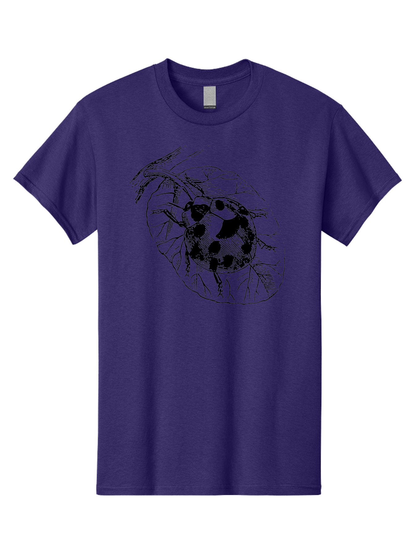 Ladybug-On-Leaf Men'S Graphic Tee, 100% Cotton, Comfortable Casual Summer Wear, Machine Washable, Ladybug On A Leaf, Black And White Illustration, Lady Beetle, Garden Insect, Sketch Art, Wildlife Illustration, Beetle On Foliage Aab541 21