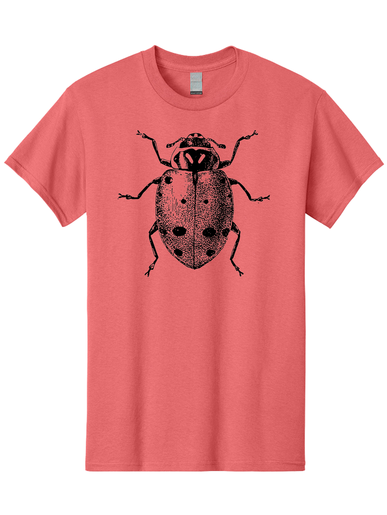 Ladybug Men'S Graphic Tee, 100% Cotton, Comfortable Casual Summer Wear, Machine Washable, Ladybug Illustration, Black Spots, Insect Drawing, Detailed Artwork, Entomology Art, Beetle Graphics, Natural History Illustration, Bug Design Aab542 5