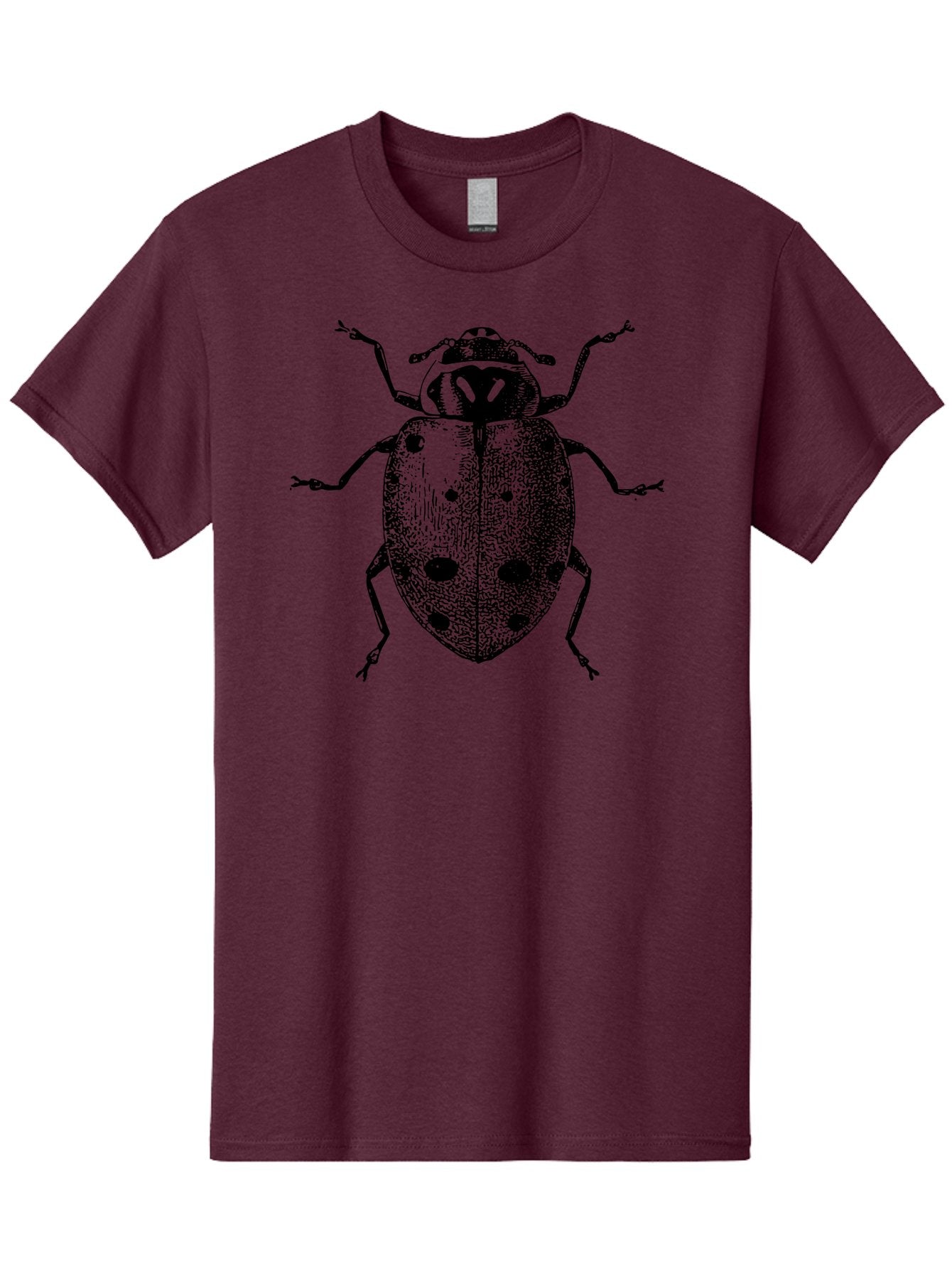 Ladybug Men'S Graphic Tee, 100% Cotton, Comfortable Casual Summer Wear, Machine Washable, Ladybug Illustration, Black Spots, Insect Drawing, Detailed Artwork, Entomology Art, Beetle Graphics, Natural History Illustration, Bug Design Aab542 12