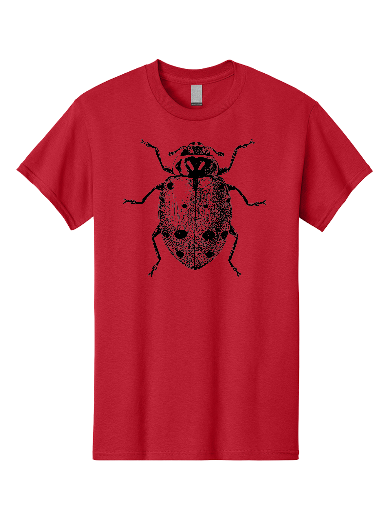 Ladybug Men'S Graphic Tee, 100% Cotton, Comfortable Casual Summer Wear, Machine Washable, Ladybug Illustration, Black Spots, Insect Drawing, Detailed Artwork, Entomology Art, Beetle Graphics, Natural History Illustration, Bug Design Aab542 23
