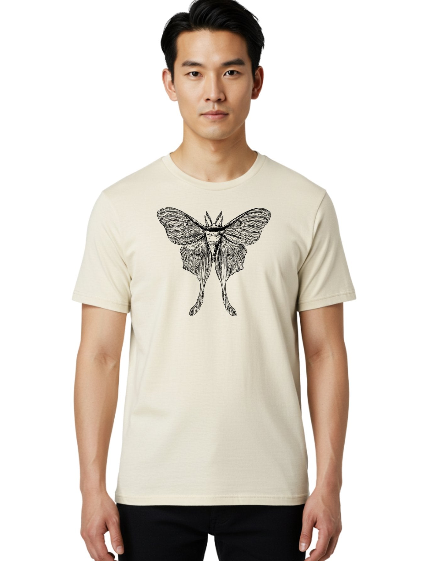 Luna-Moth Men'S Graphic Tee, 100% Cotton, Comfortable Casual Summer Wear, Machine Washable, Luna Moth, Insect Art, Entomology Illustration, Detailed Drawing, Natural History Art, Wingspan, Nocturnal Creature, Gothic Aesthetic, Aab543 30